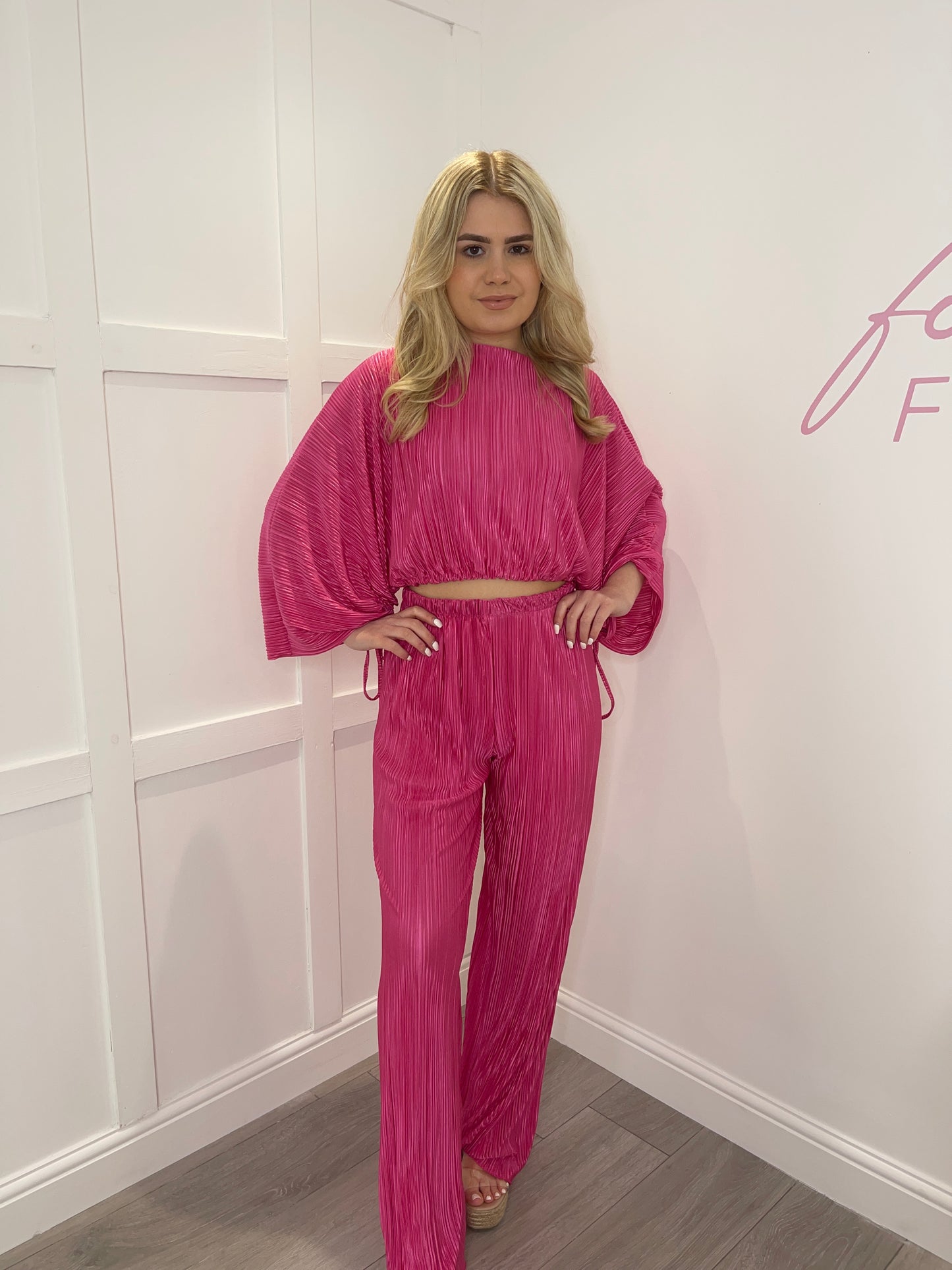 EVE Hot Pink Pleated Co Ord Set