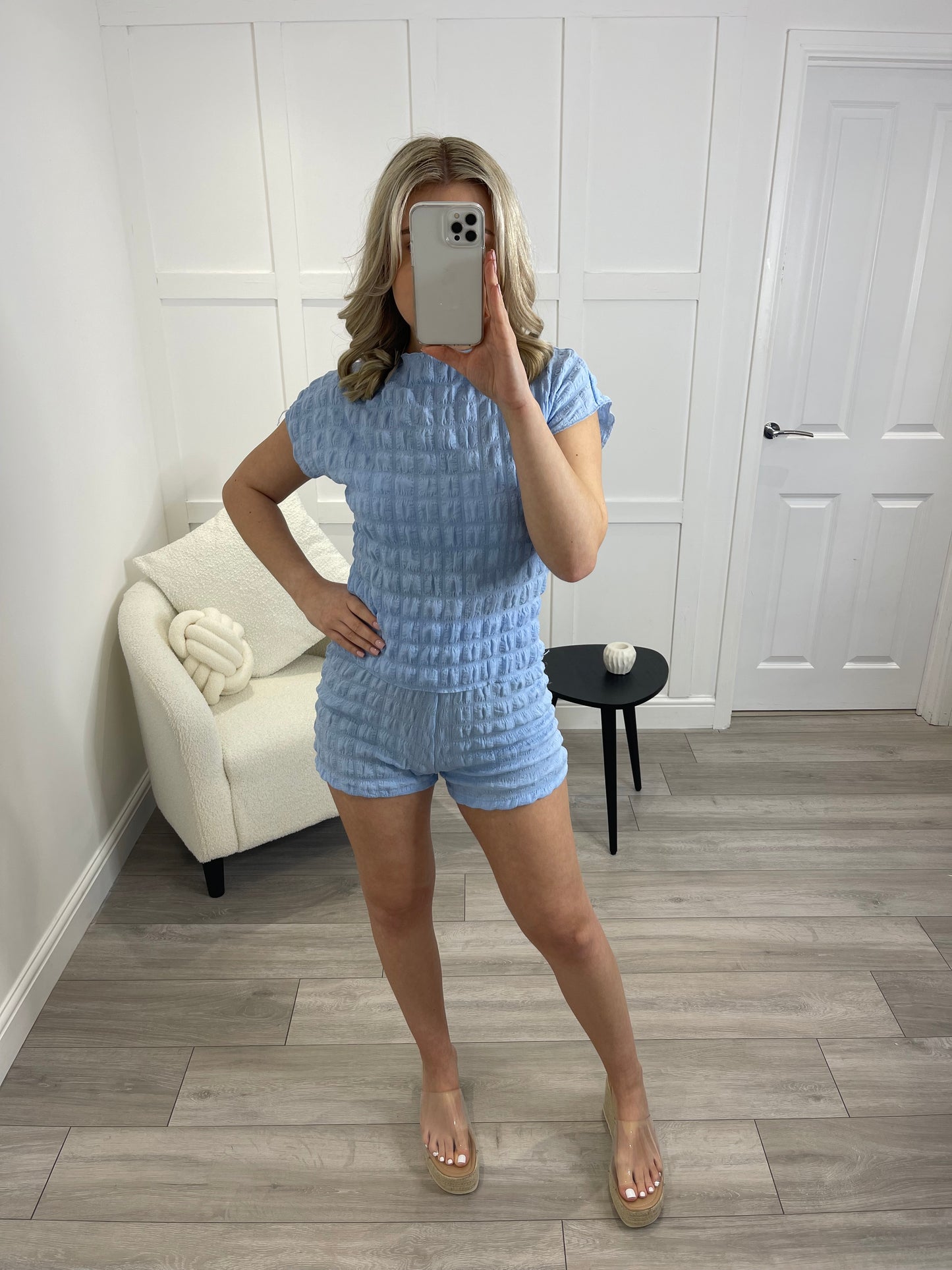 AMIE Sky Blue Bubble Textured Co Ord Set