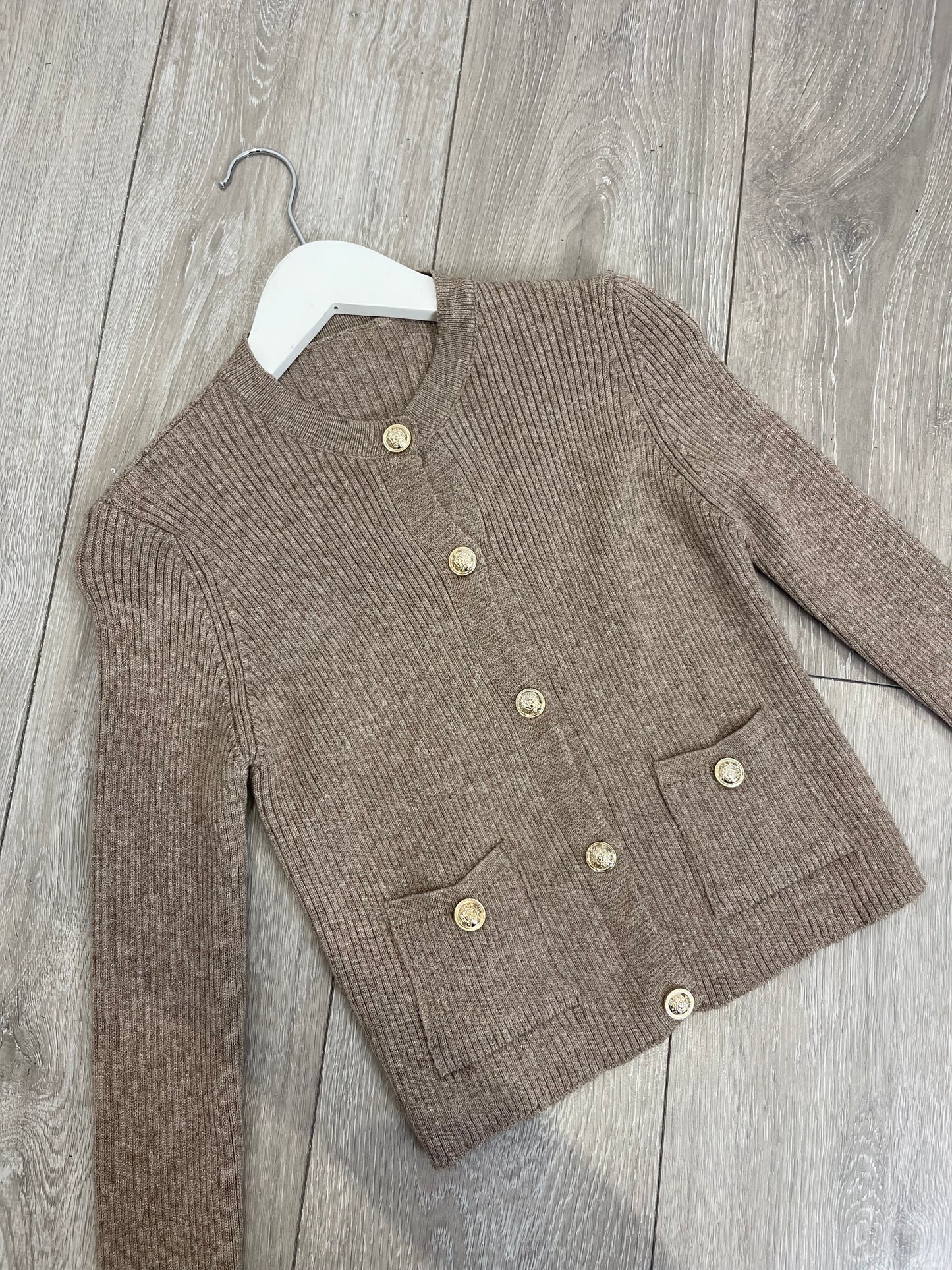 HALLIE Premium Knitted Mocha Cardigan