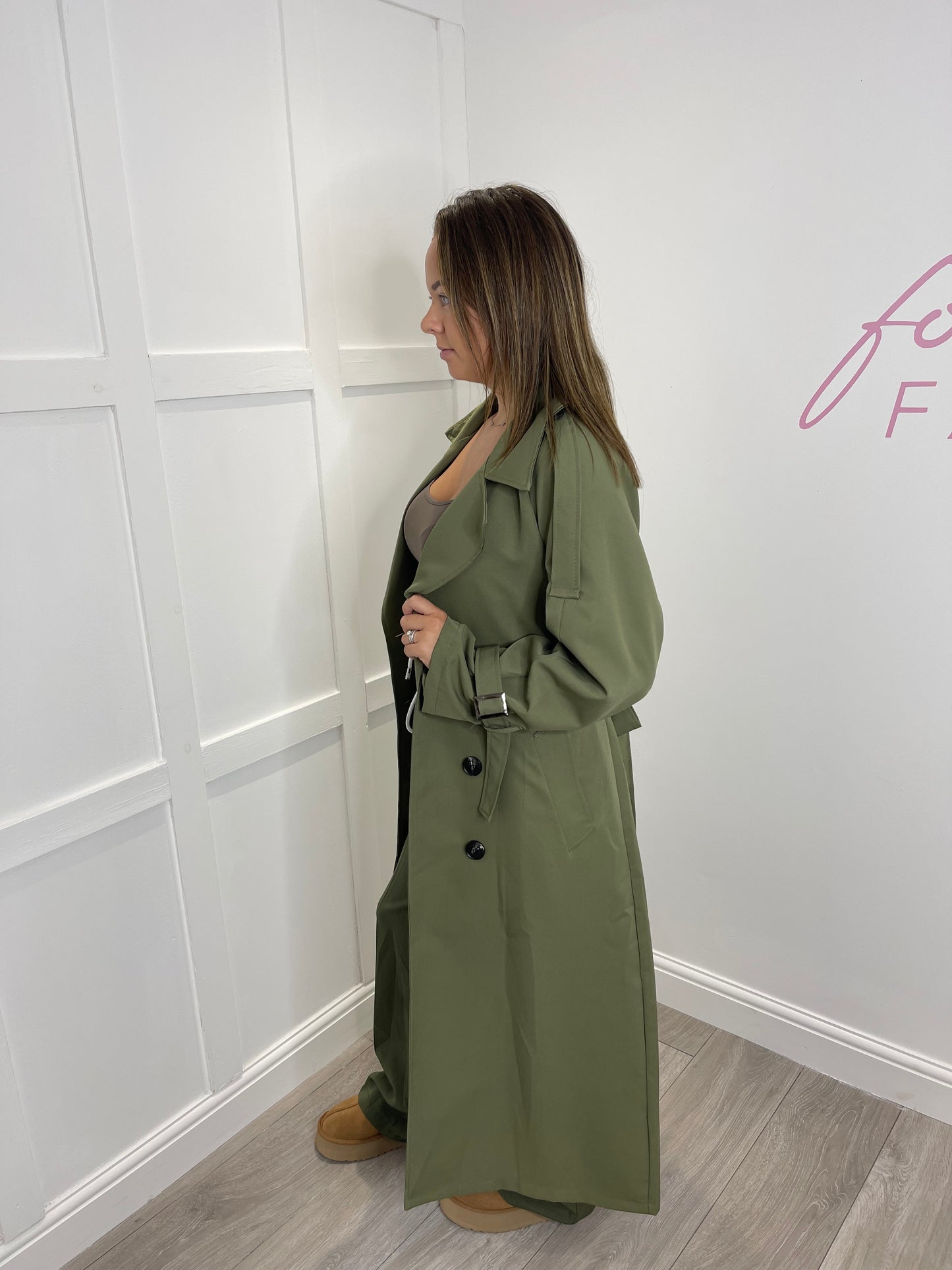 MINA Belted Khaki Trench Coat