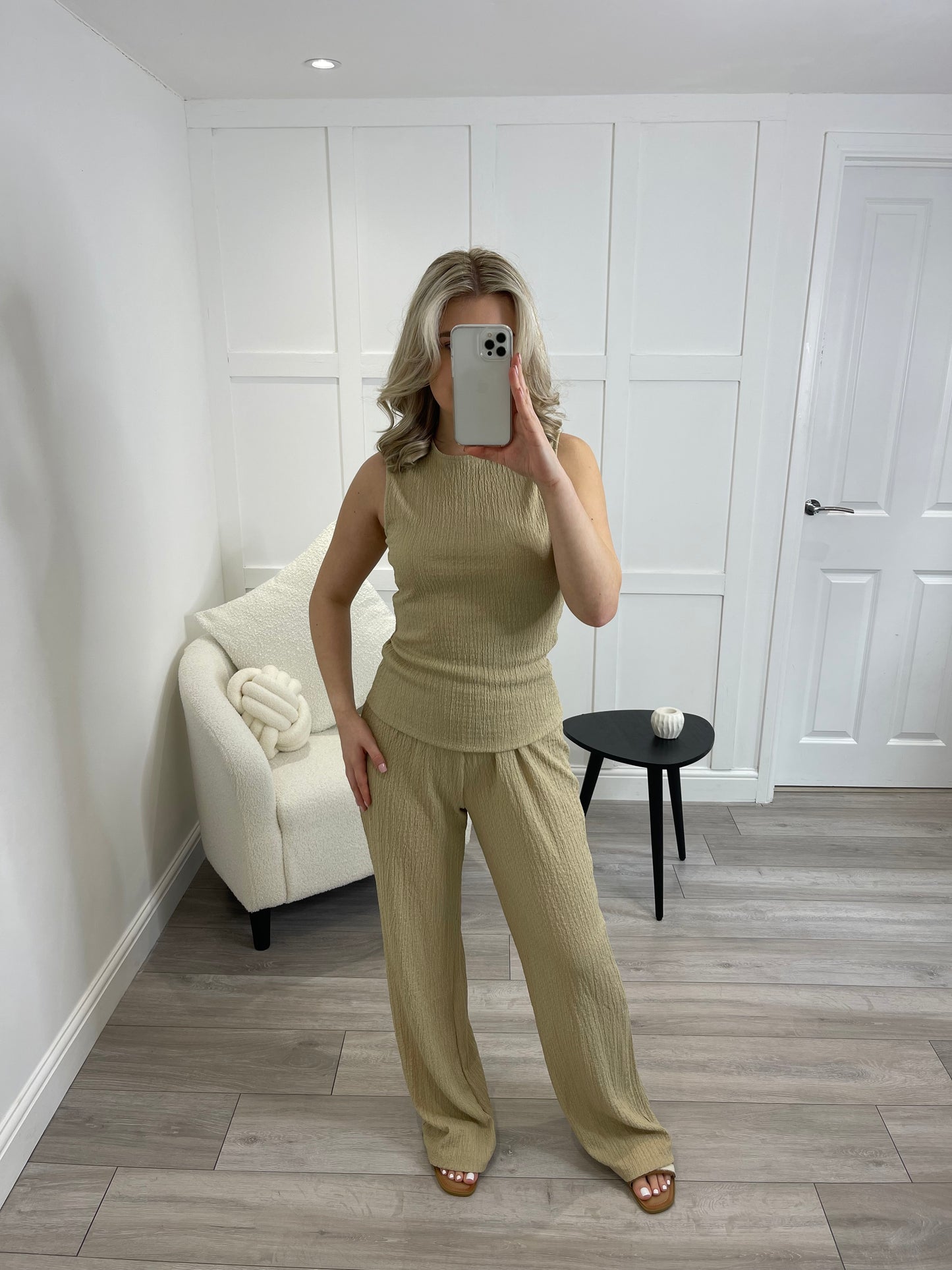 LYLA Textured Camel Top & Trouser Co Ord Set
