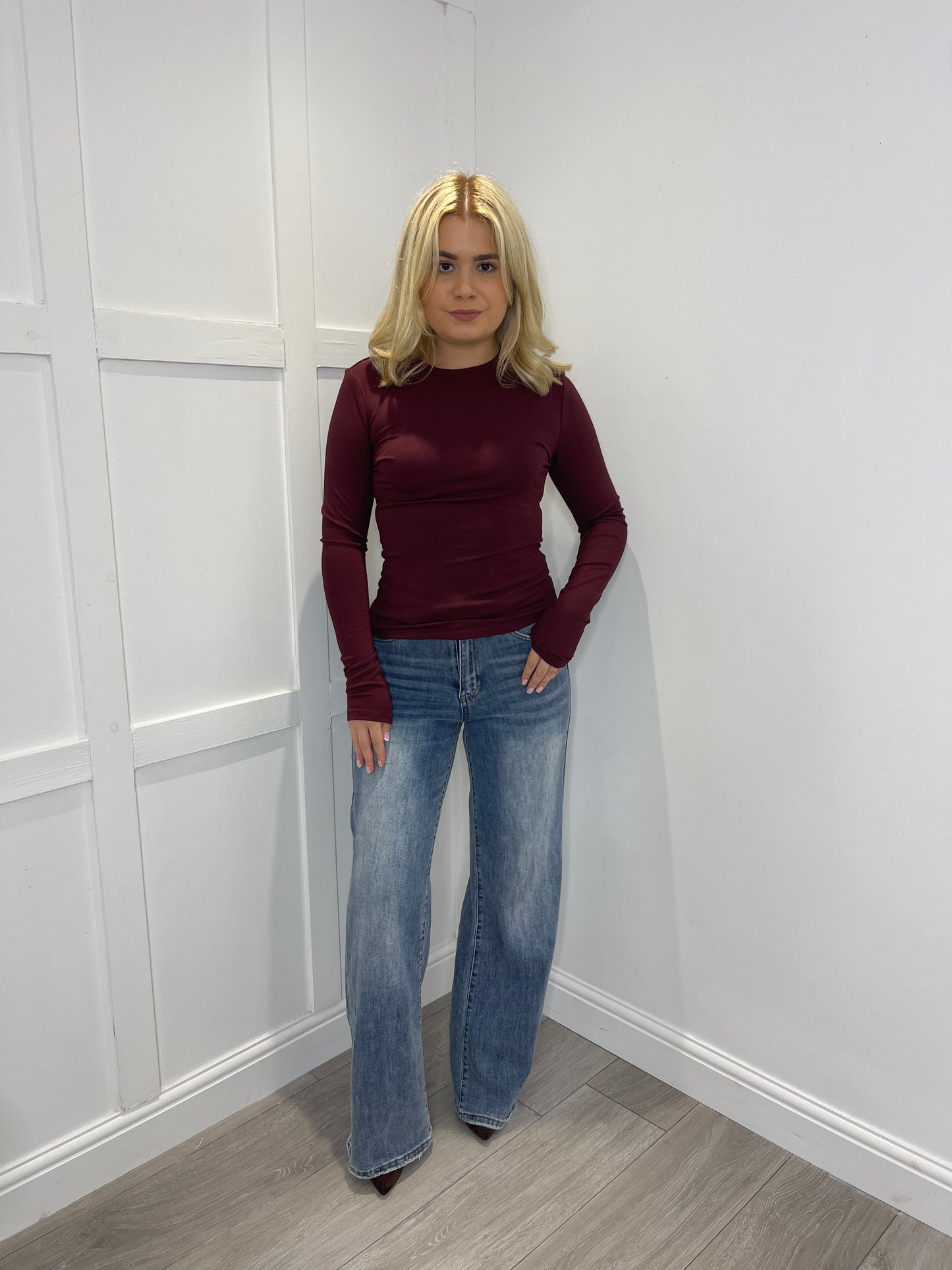MAE Long Sleeve Burgundy Top