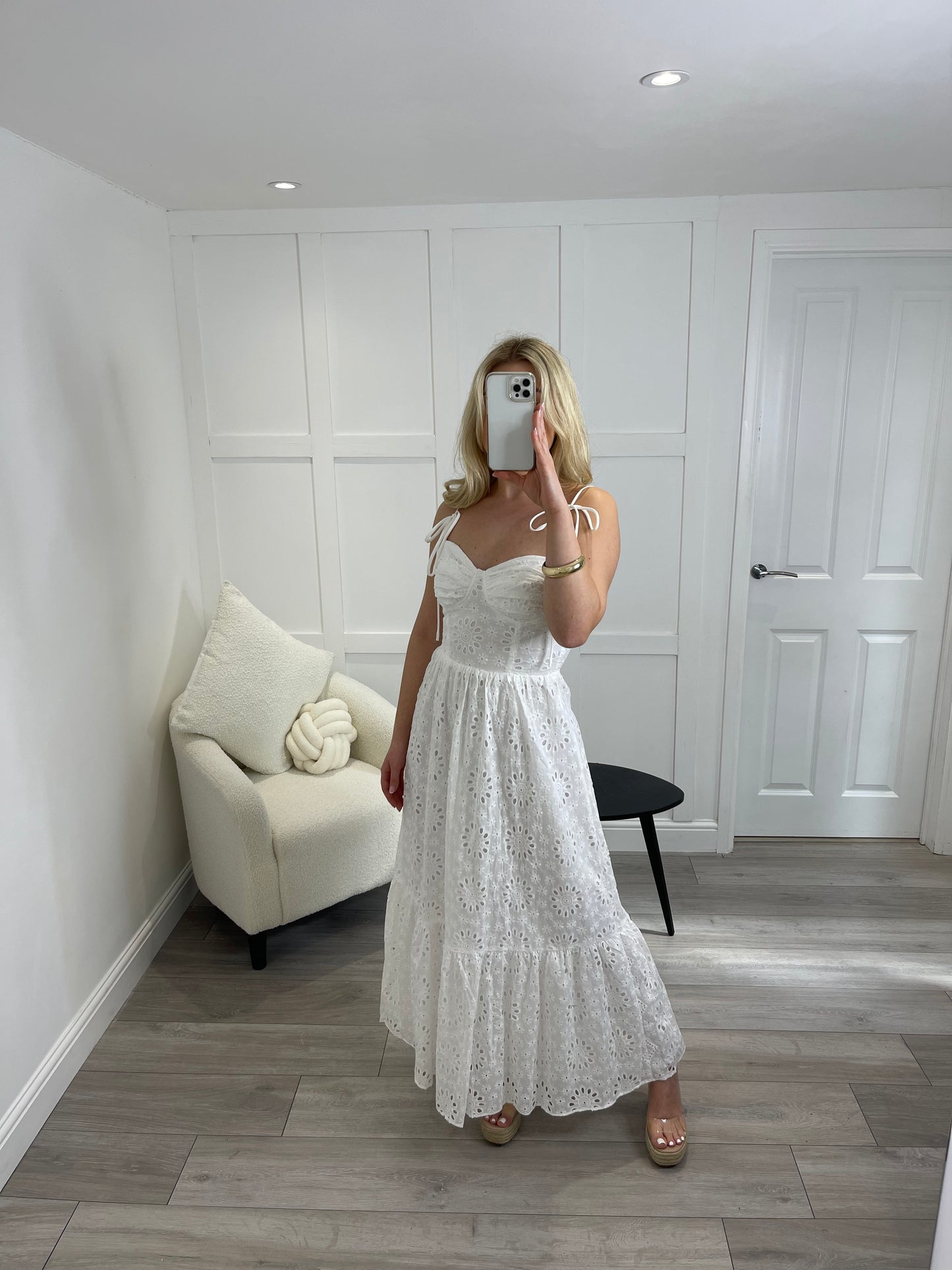 NELLY White Anglaise Maxi Dress