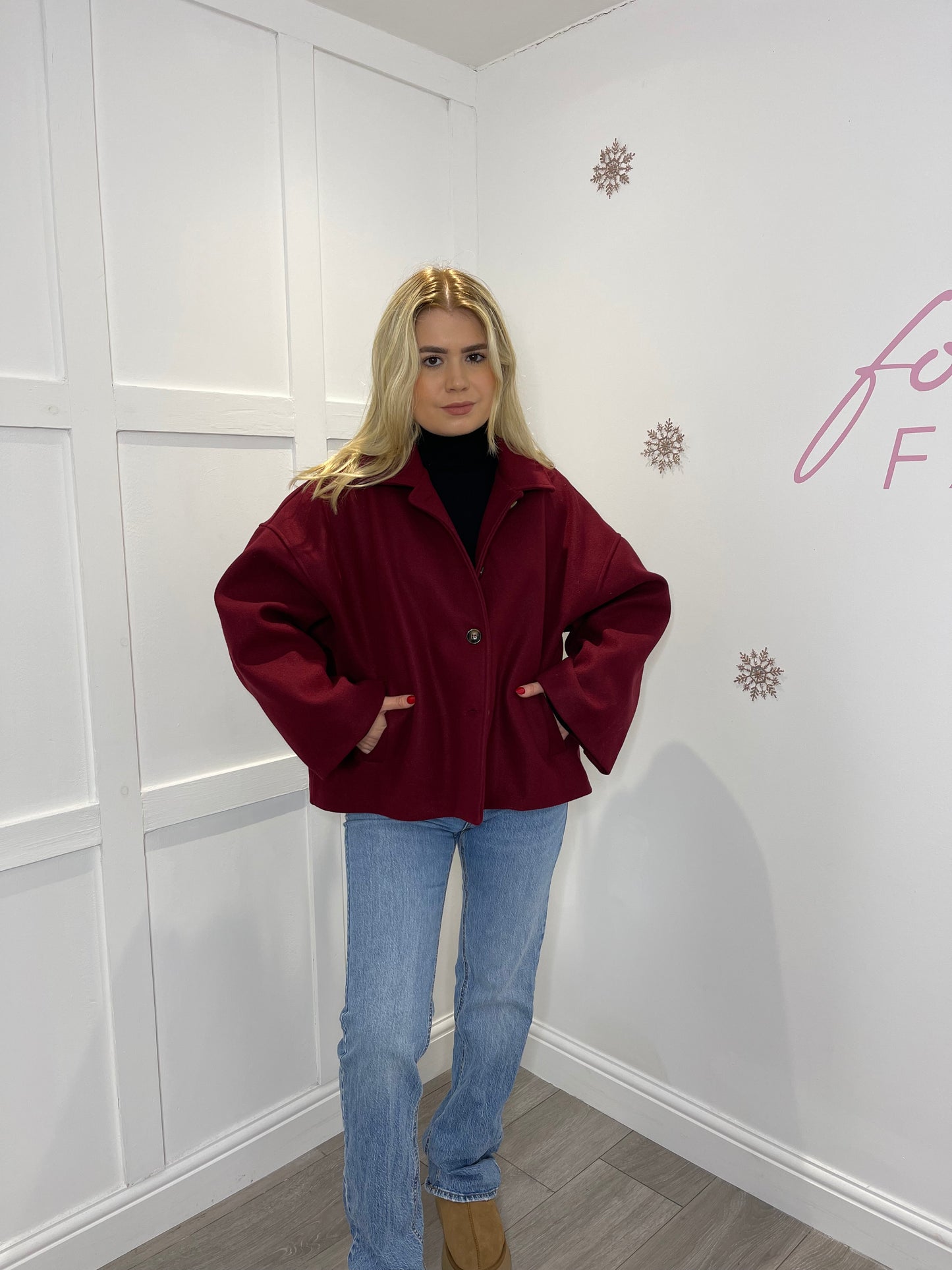 ELIZA Burgundy Thick Button Jacket