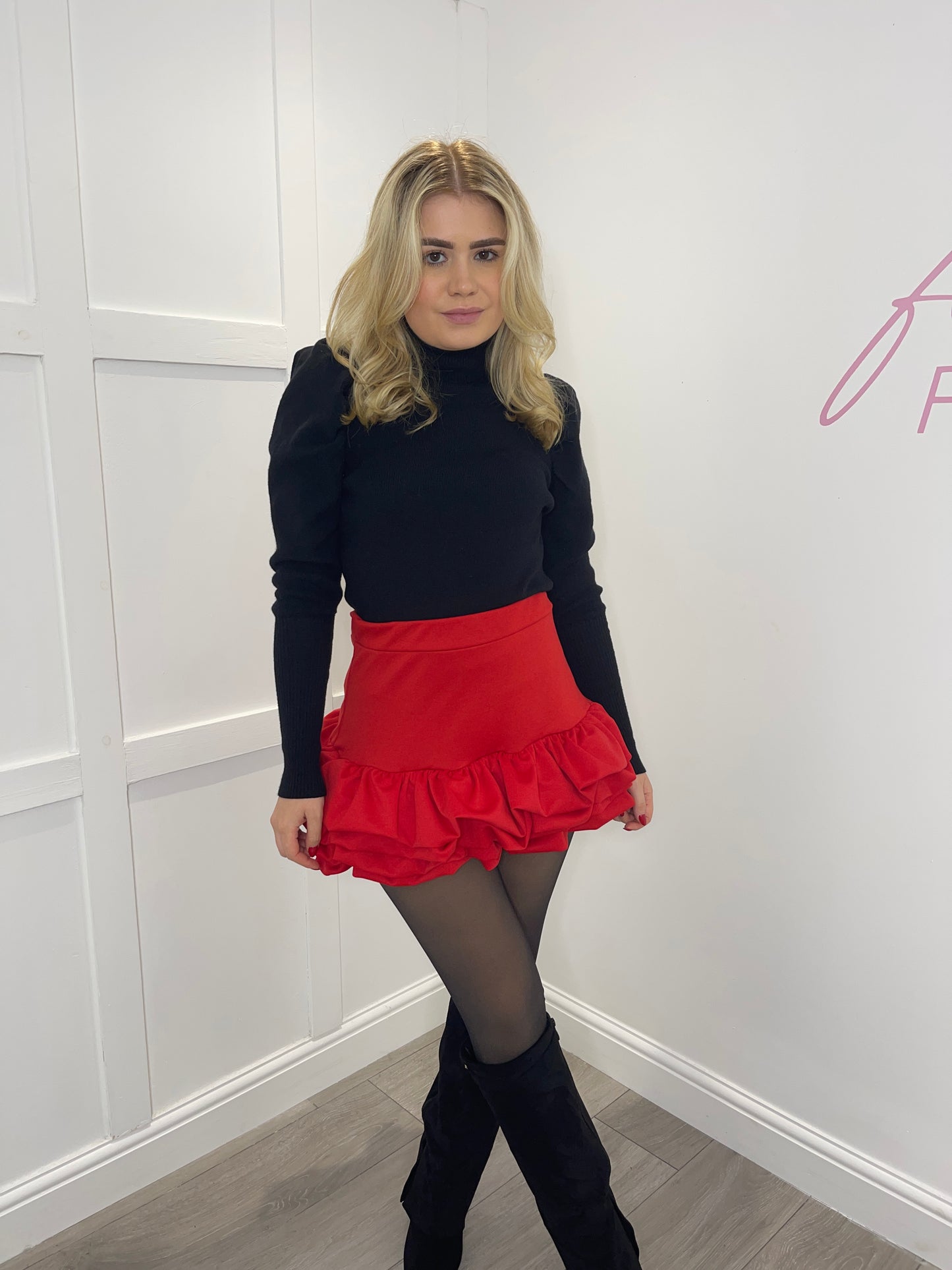 KLAUDIA High Waisted Mini Frill Skort