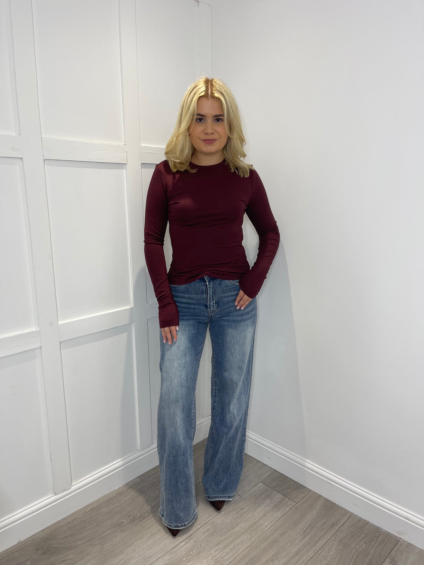 MAE Long Sleeve Burgundy Top