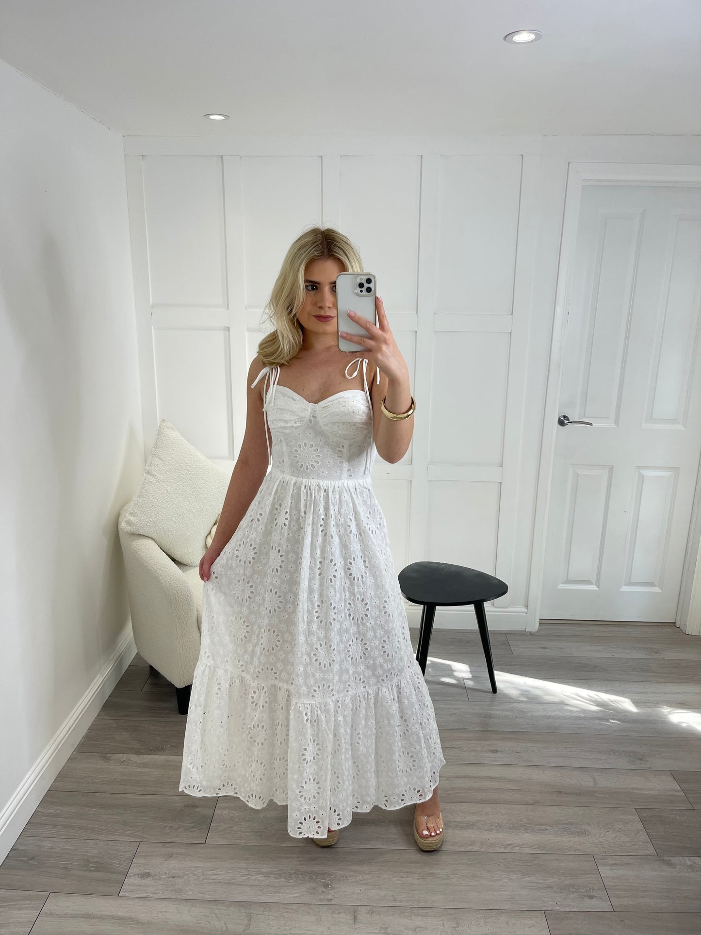 NELLY White Anglaise Maxi Dress