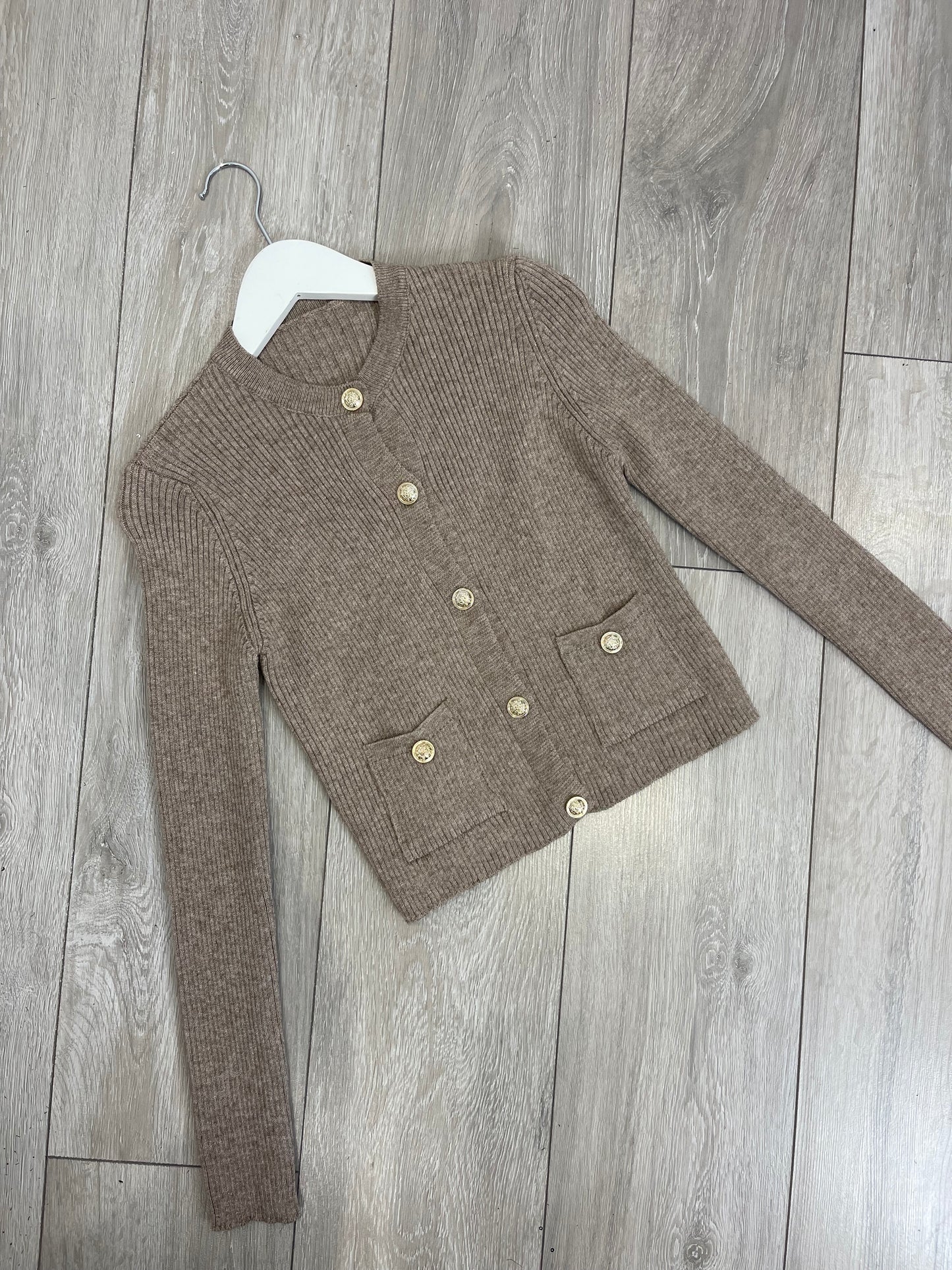 HALLIE Premium Knitted Mocha Cardigan
