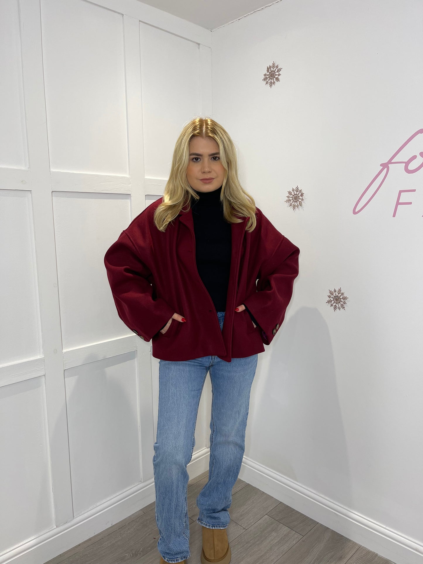 ELIZA Burgundy Thick Button Jacket