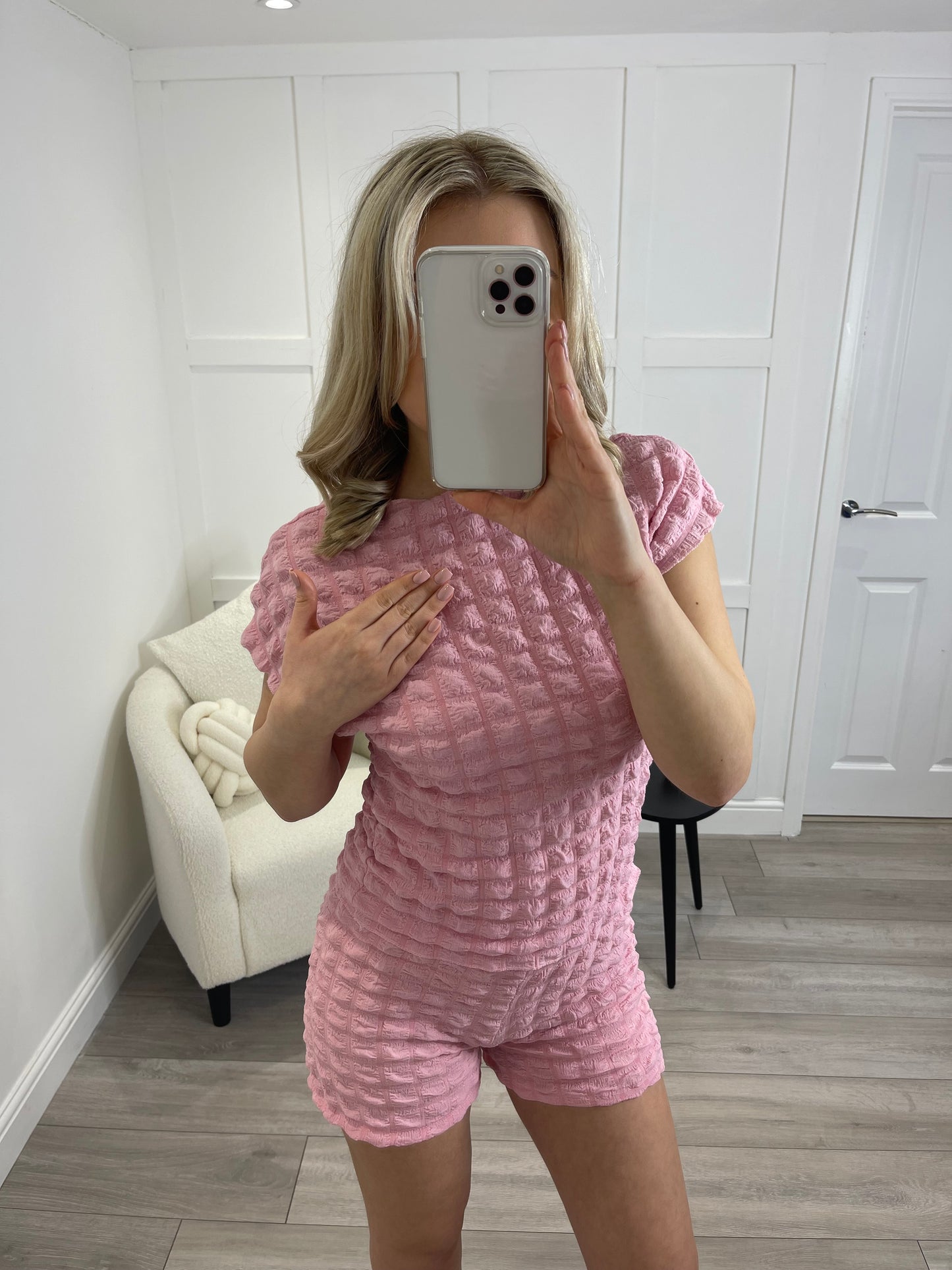 MILA Baby Pink Bubble Textured Co Ord Set