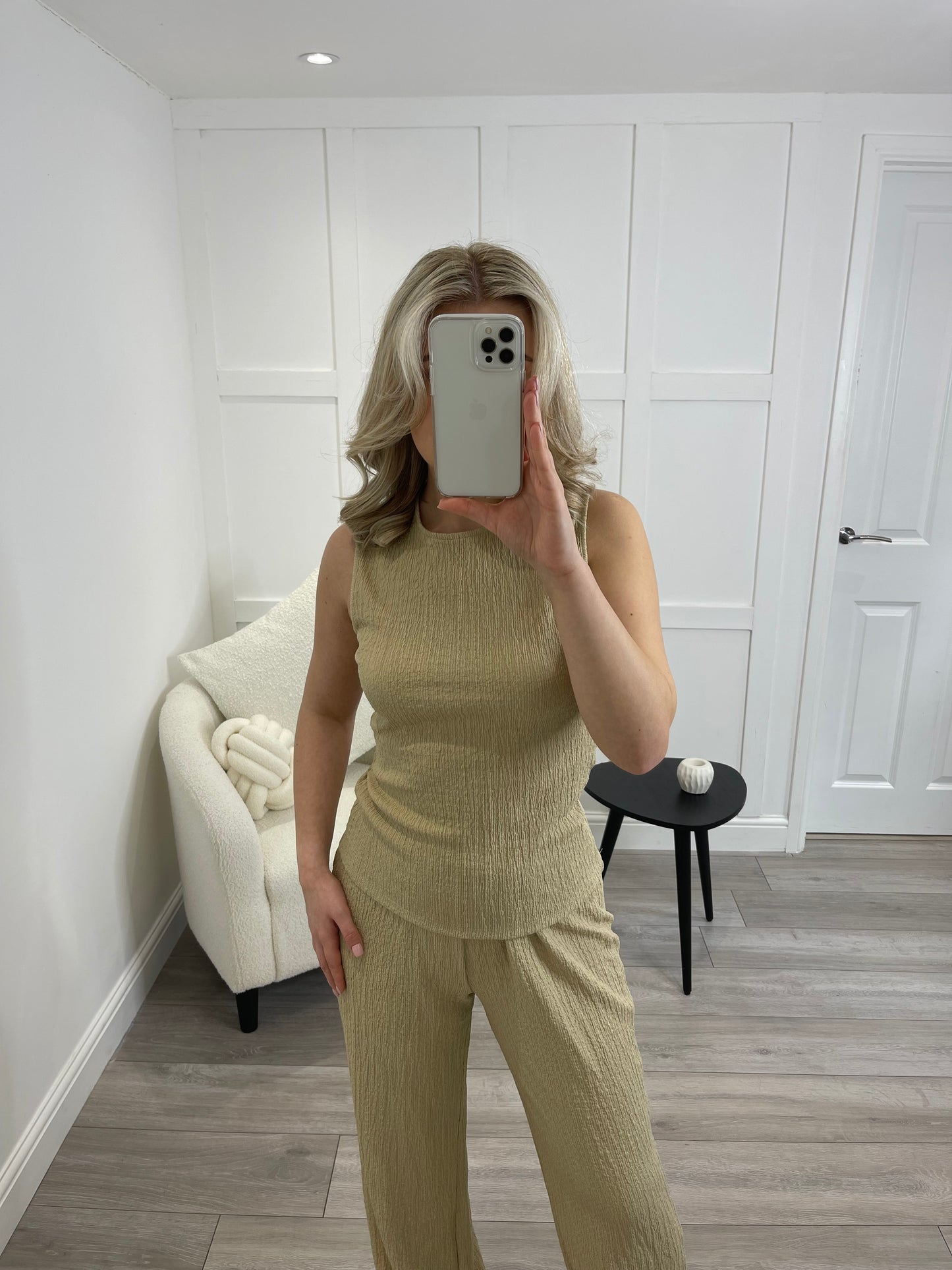 LYLA Textured Camel Top & Trouser Co Ord Set