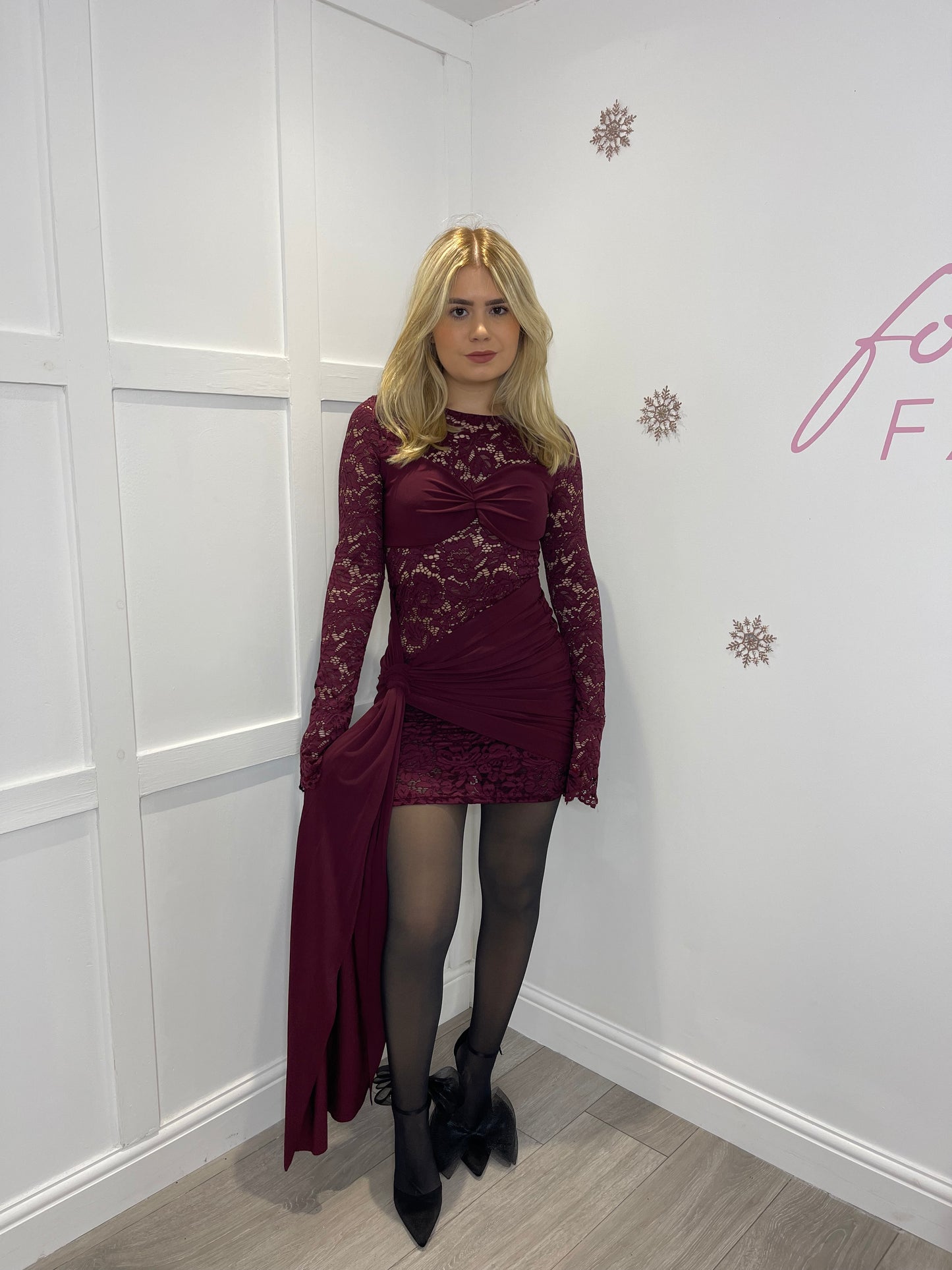 GINA Premium Lace Drape Mini Dress