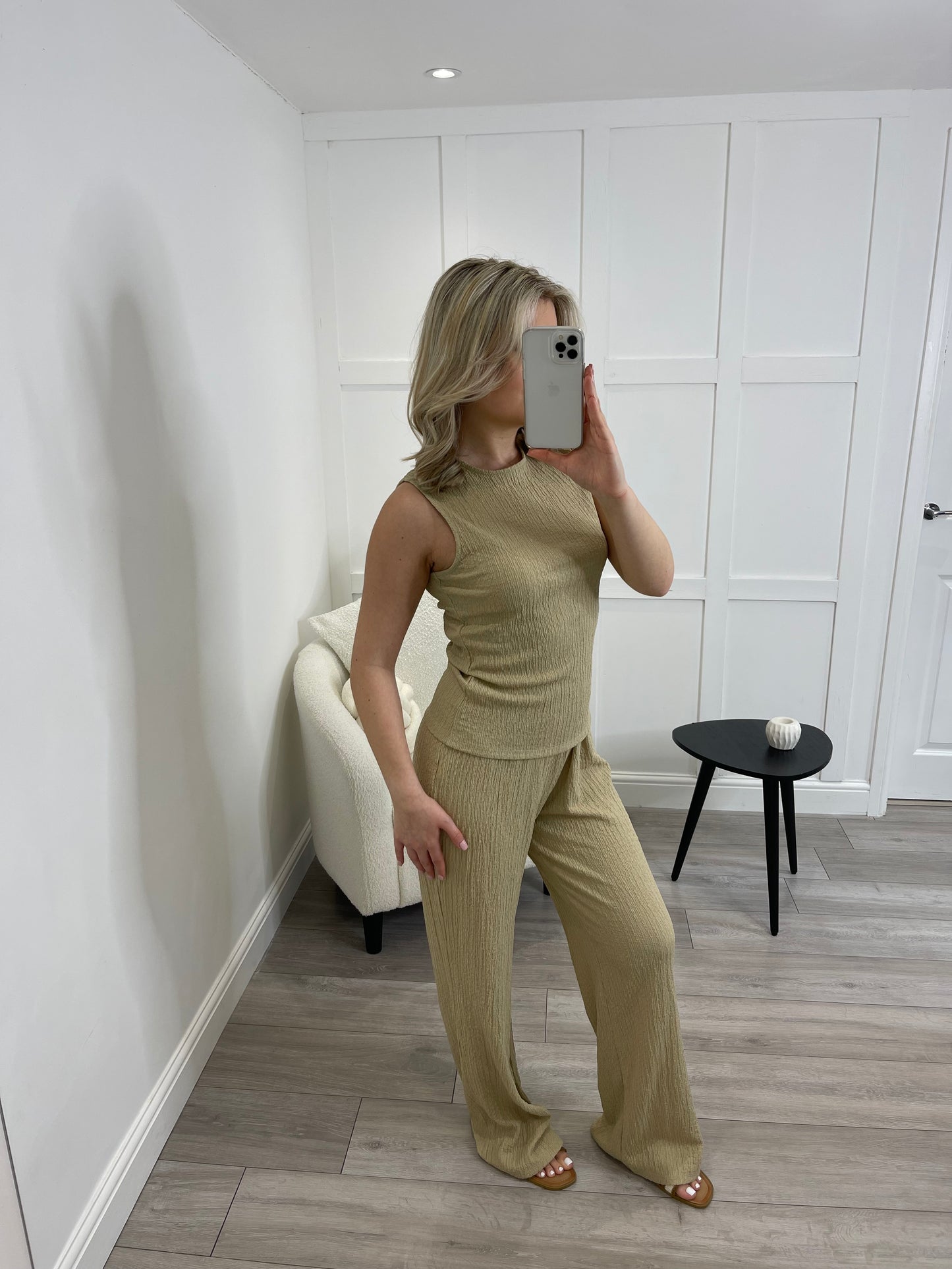 LYLA Textured Camel Top & Trouser Co Ord Set