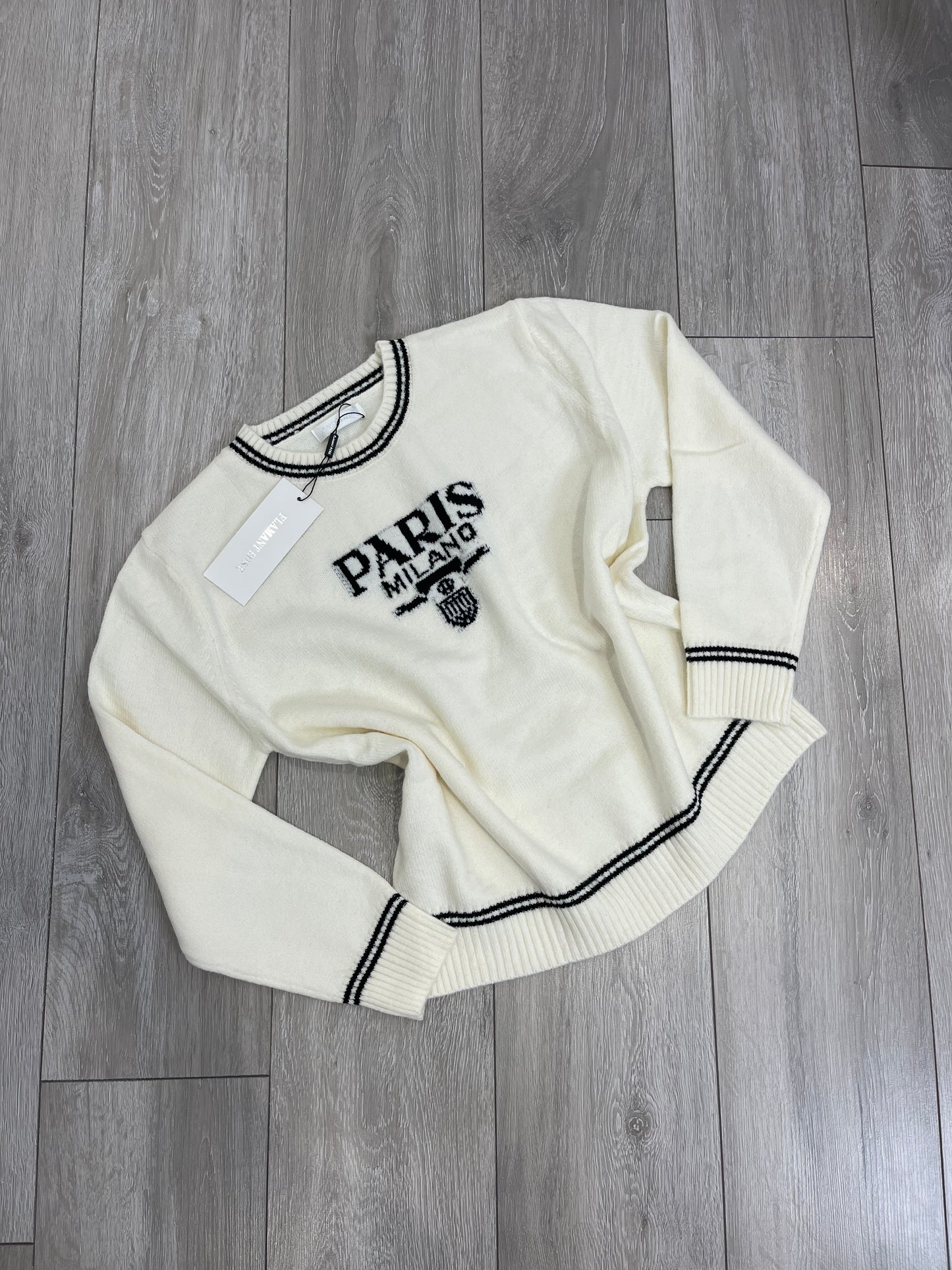 ZENDAYA Logo Inspired Cream Knitted Jumper