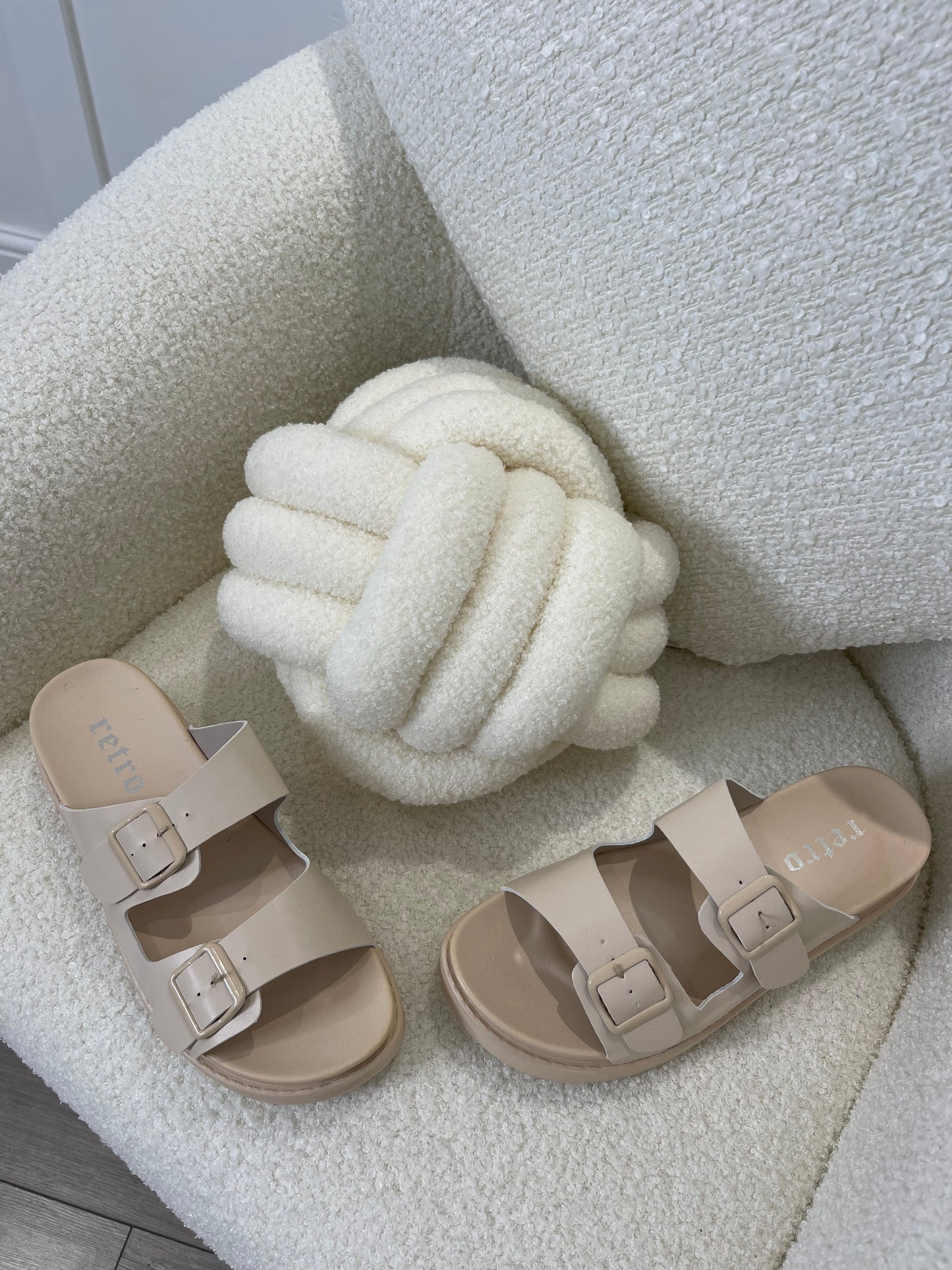 ABBY Cream Rubber Buckle Sandals