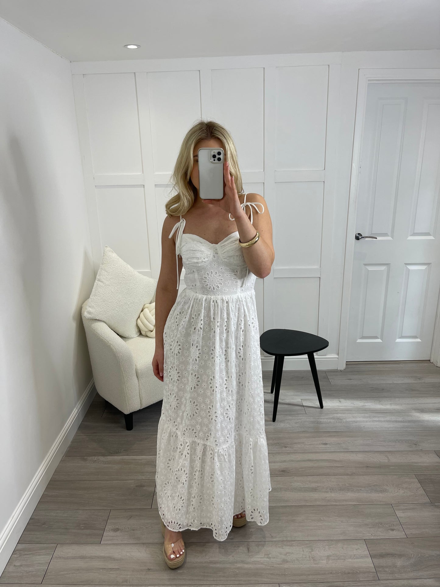 NELLY White Anglaise Maxi Dress