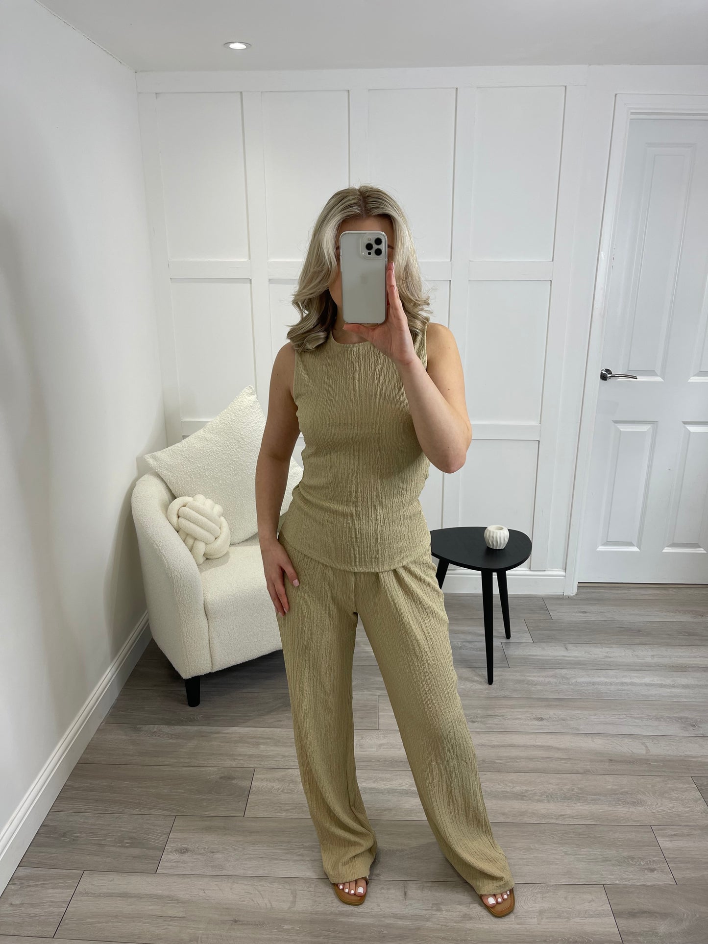 LYLA Textured Camel Top & Trouser Co Ord Set