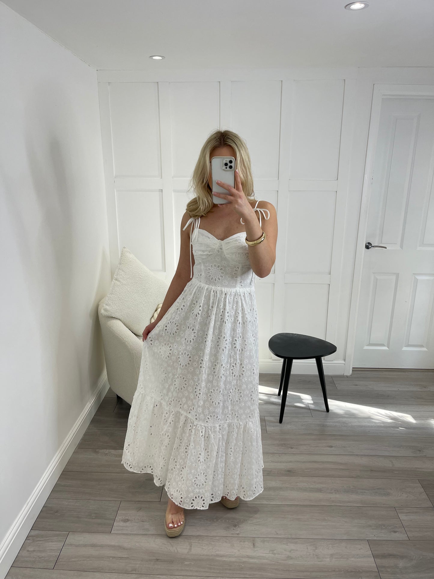 NELLY White Anglaise Maxi Dress