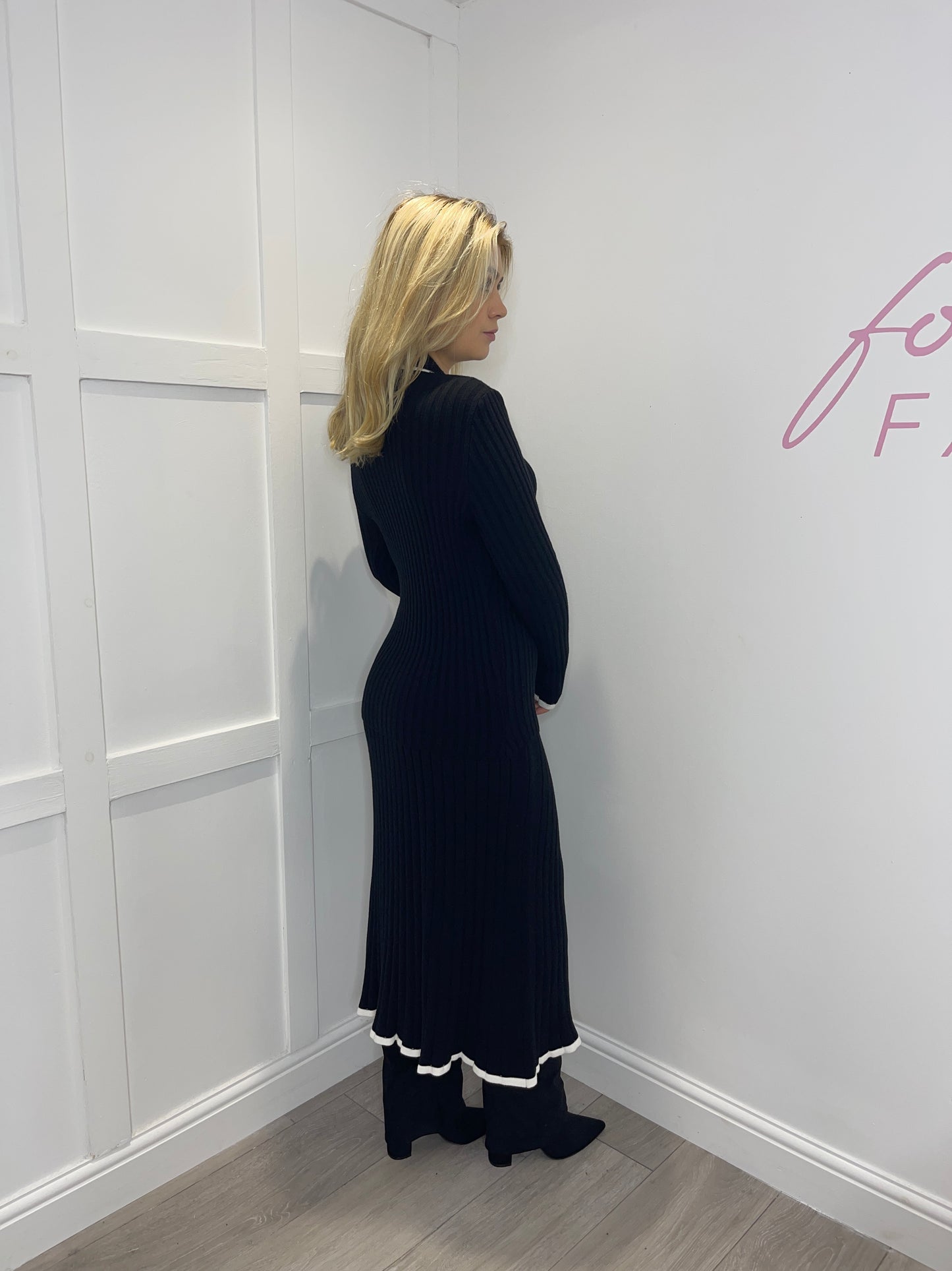 ANNIE Premium Knitted Black Jumper & Skirt Co Ord Set
