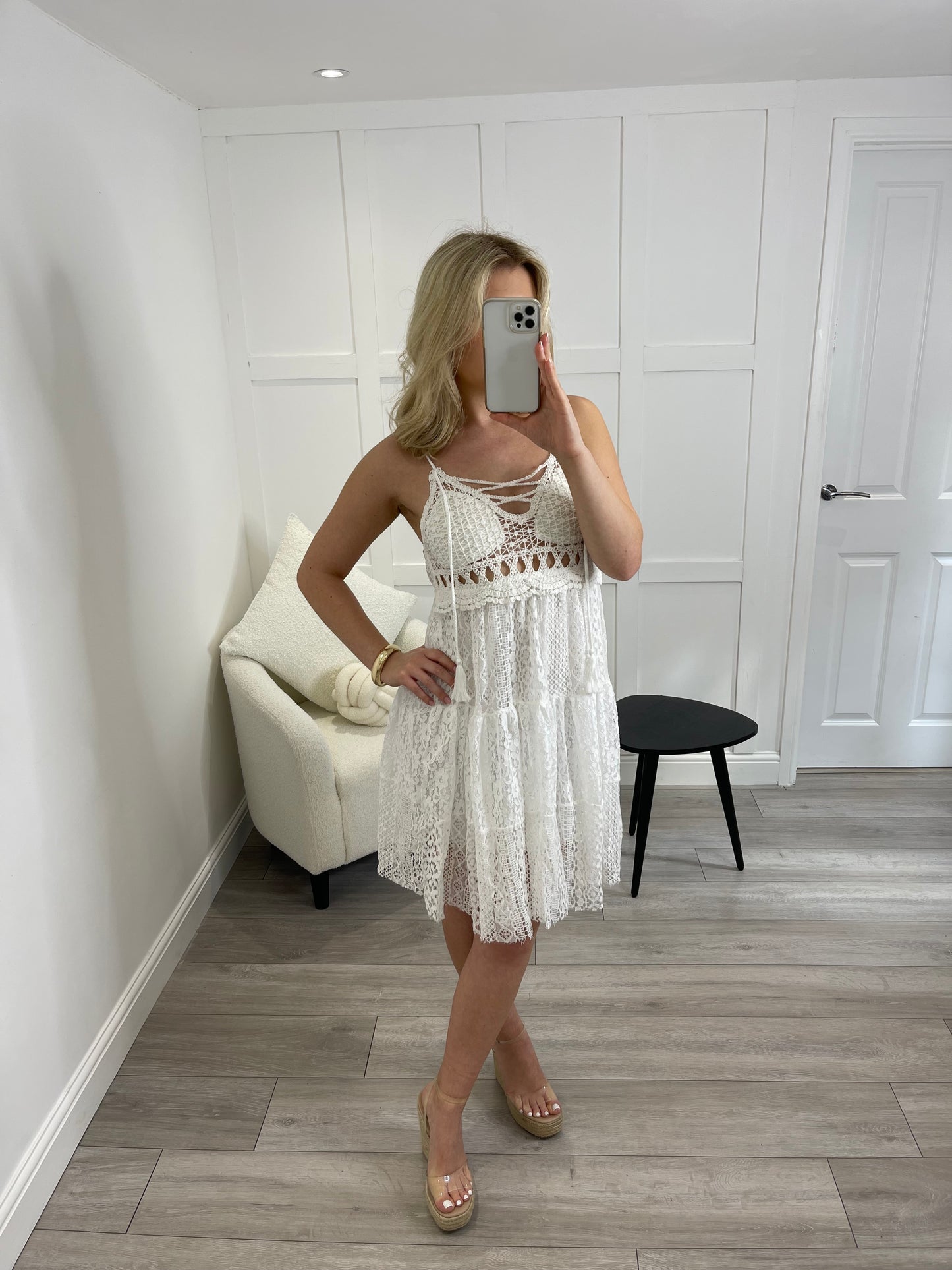 ALANA White Lace Resort Dress