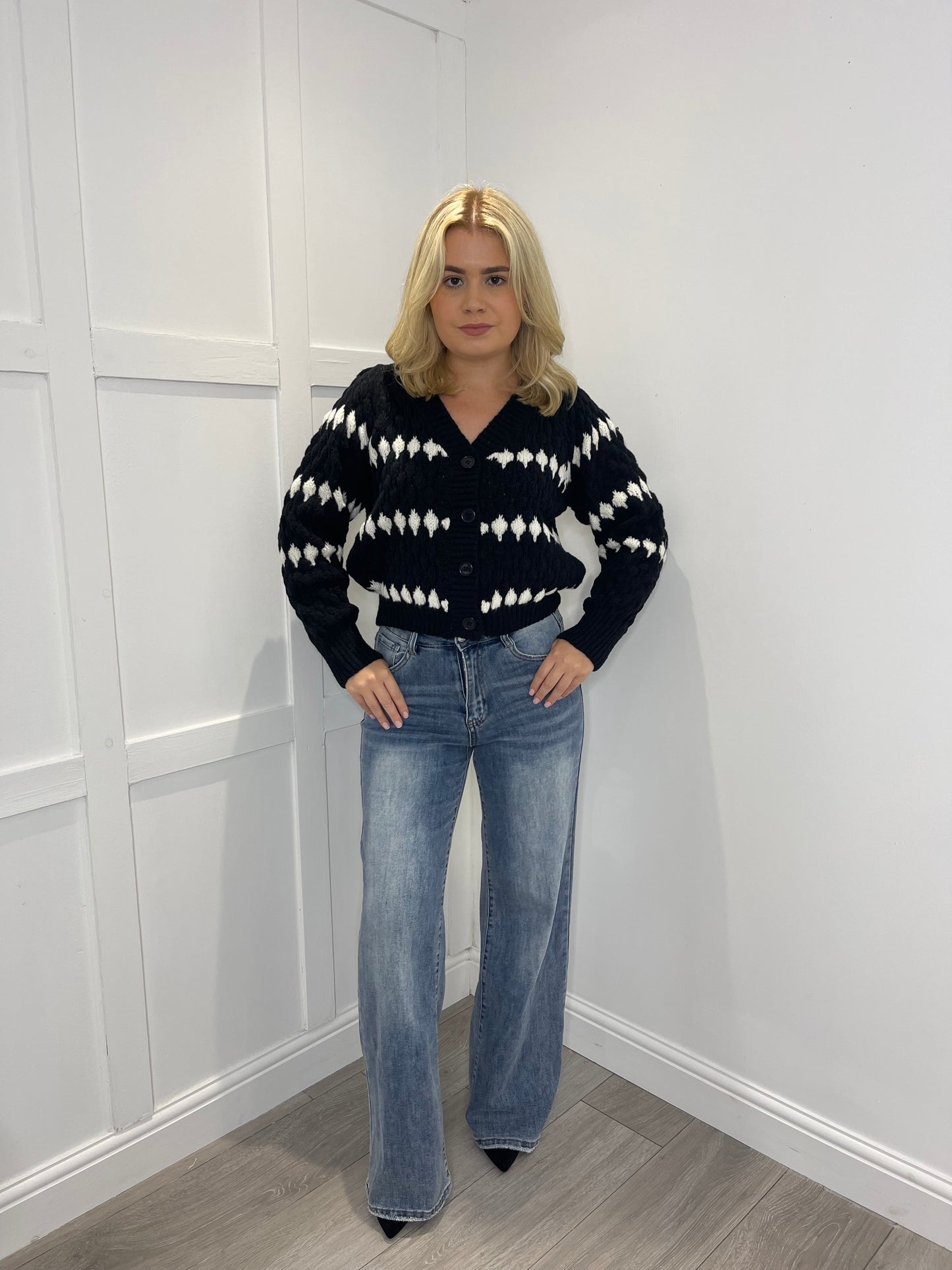 GEORGIA Black Cable Knit Cardigan