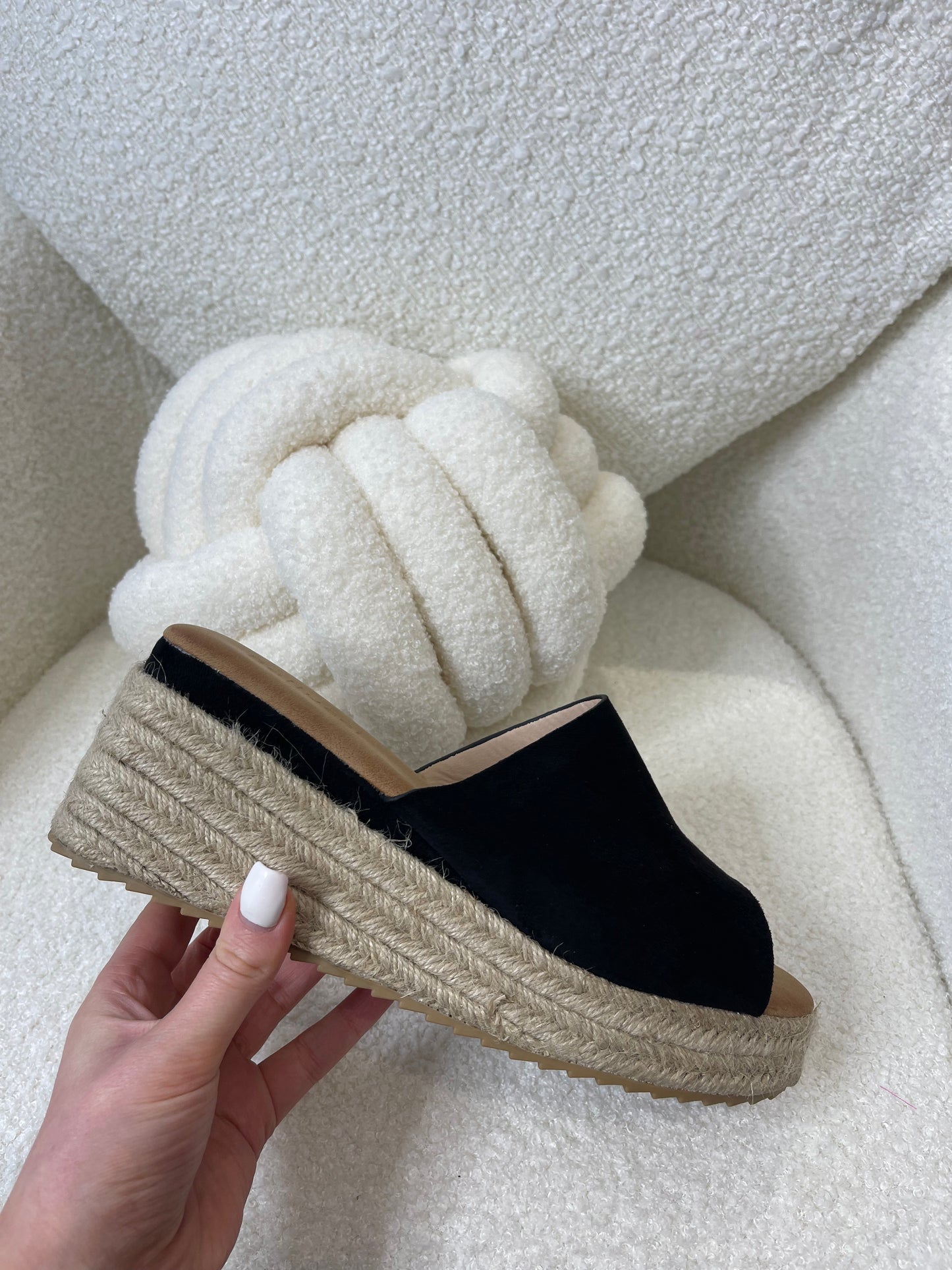 ABBY Black Platform Wedges