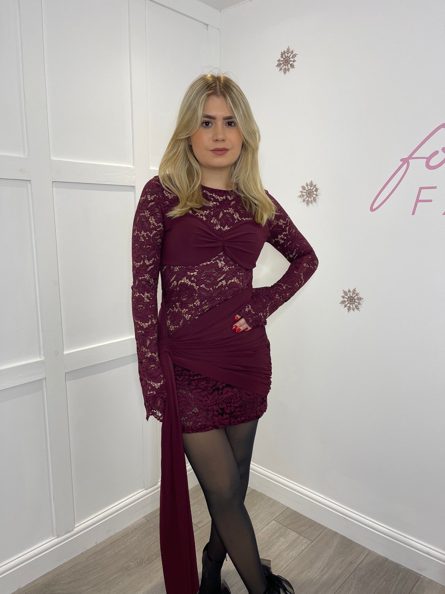 GINA Premium Lace Drape Mini Dress