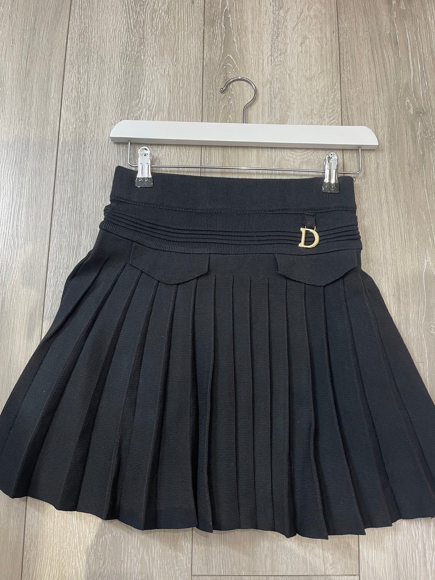ALLEGRA Premium Fine Knit Black Pleated Skirt