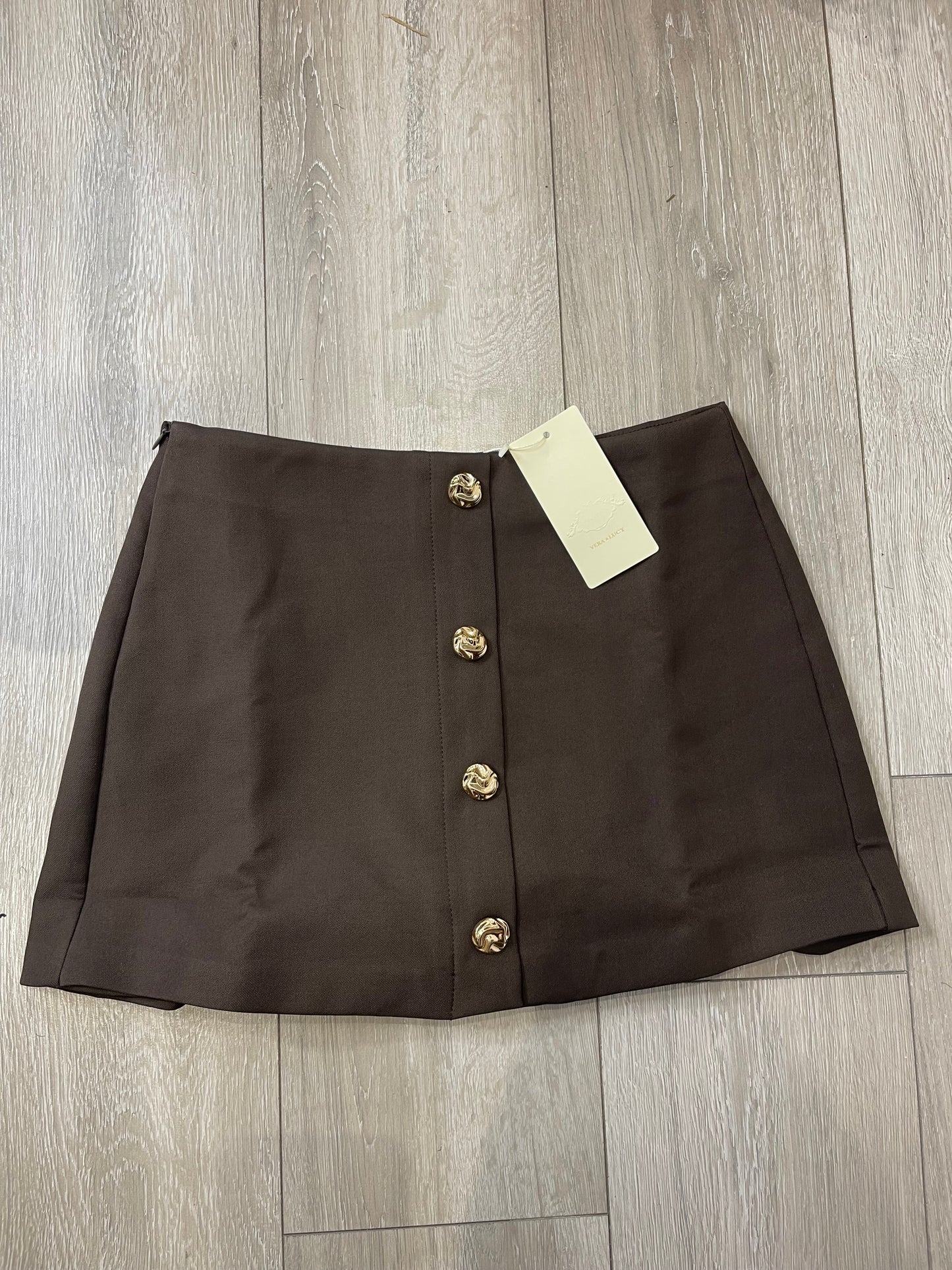 PIPA Chocolate Brown Button Front Tailored Skort