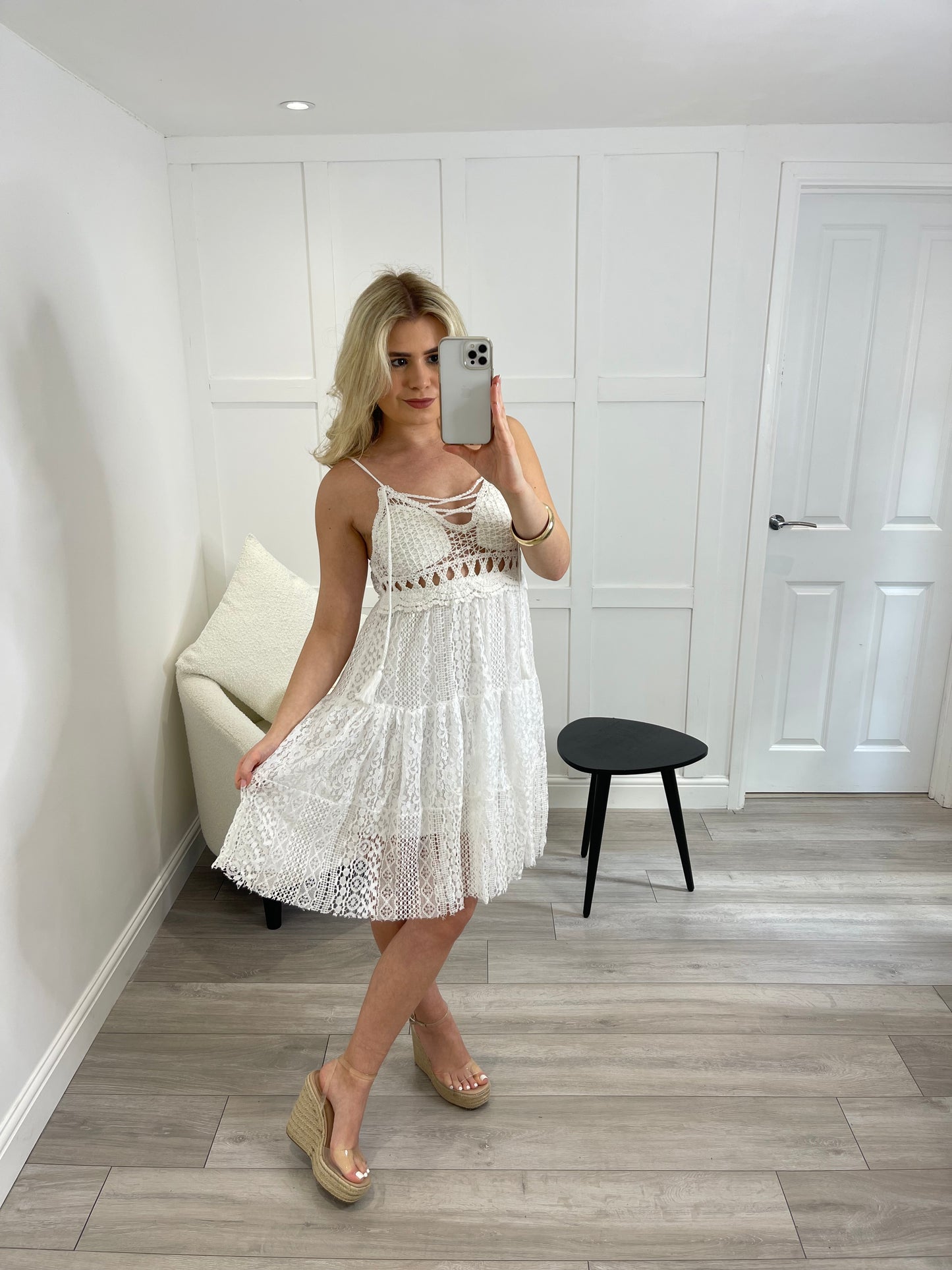 ALANA White Lace Resort Dress
