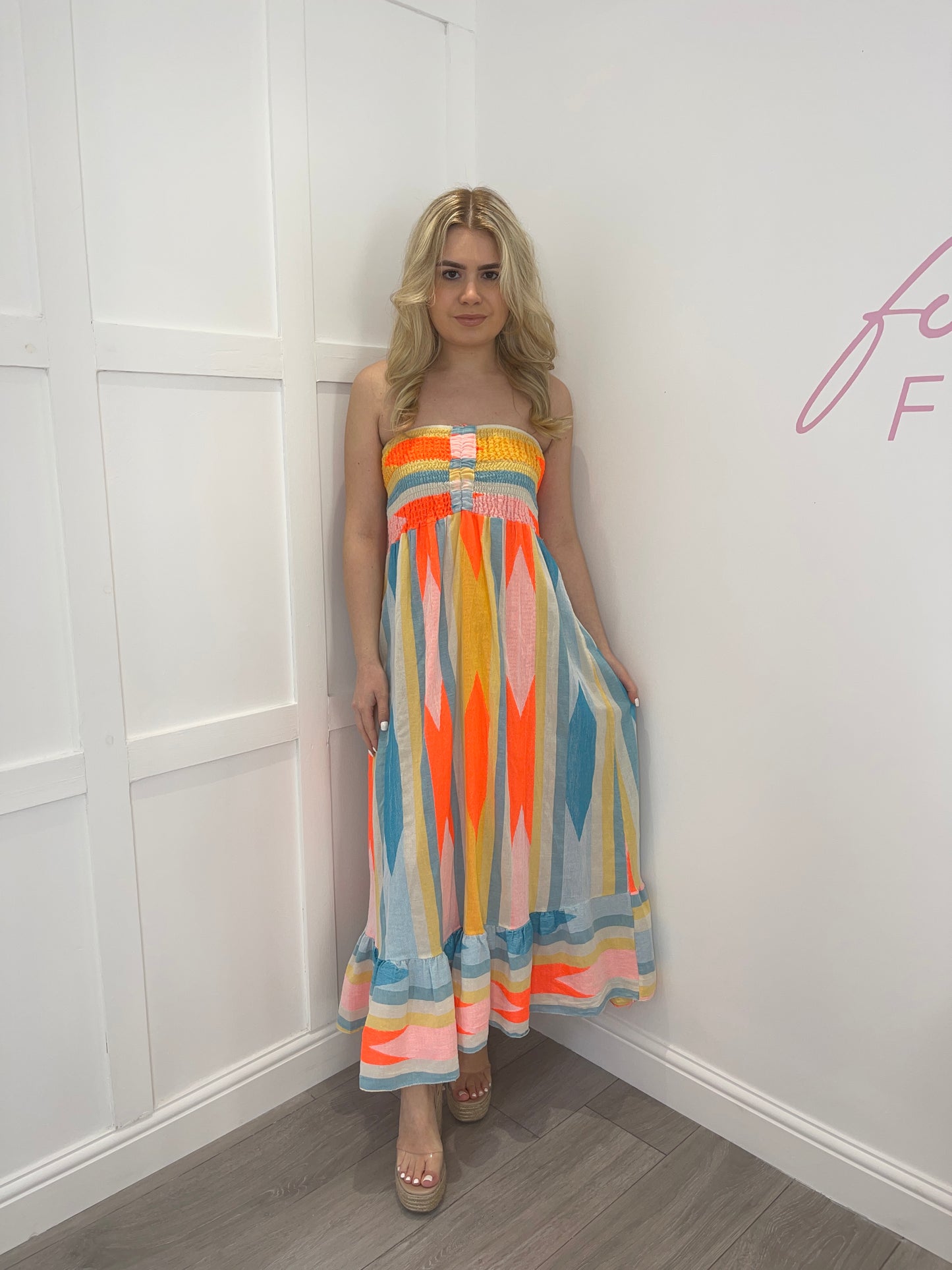 ERIN Stripe Knotted Bandeau Maxi Dress