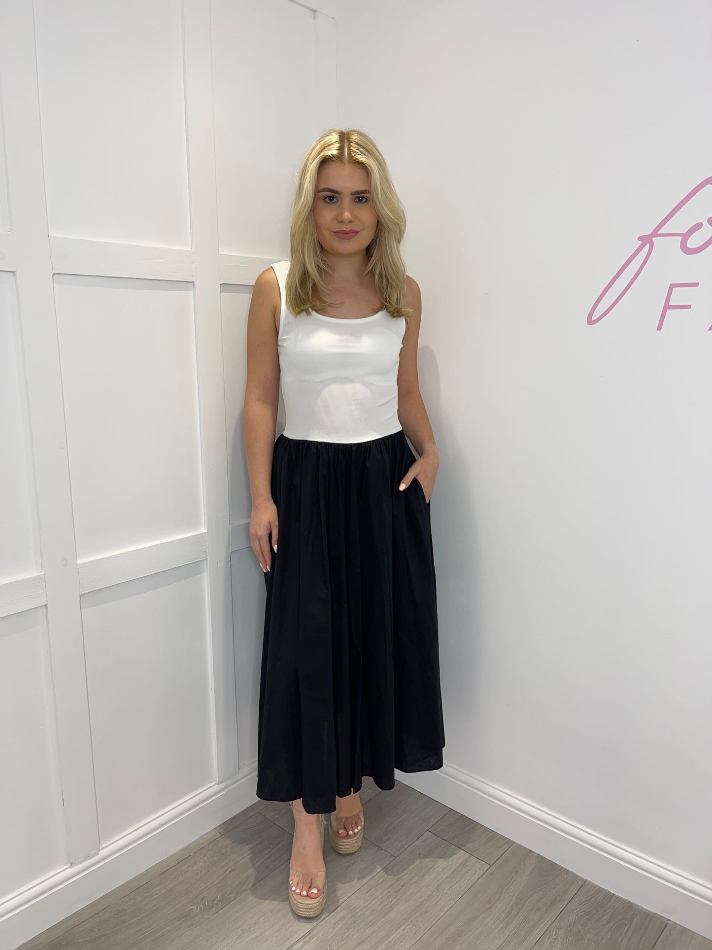 MARGOT Black & White Two Tone Dress