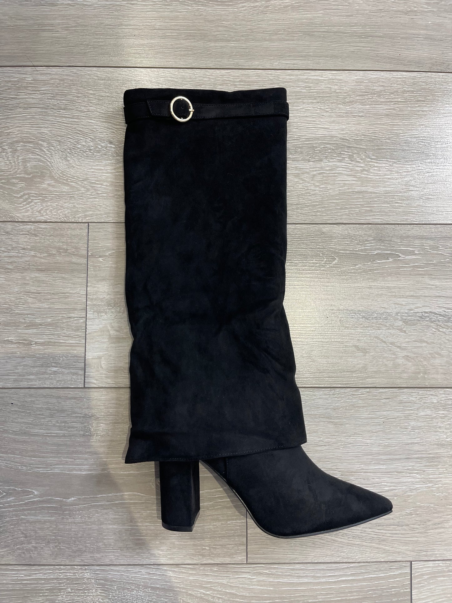 GRACIE Black Suede Knee High Boots