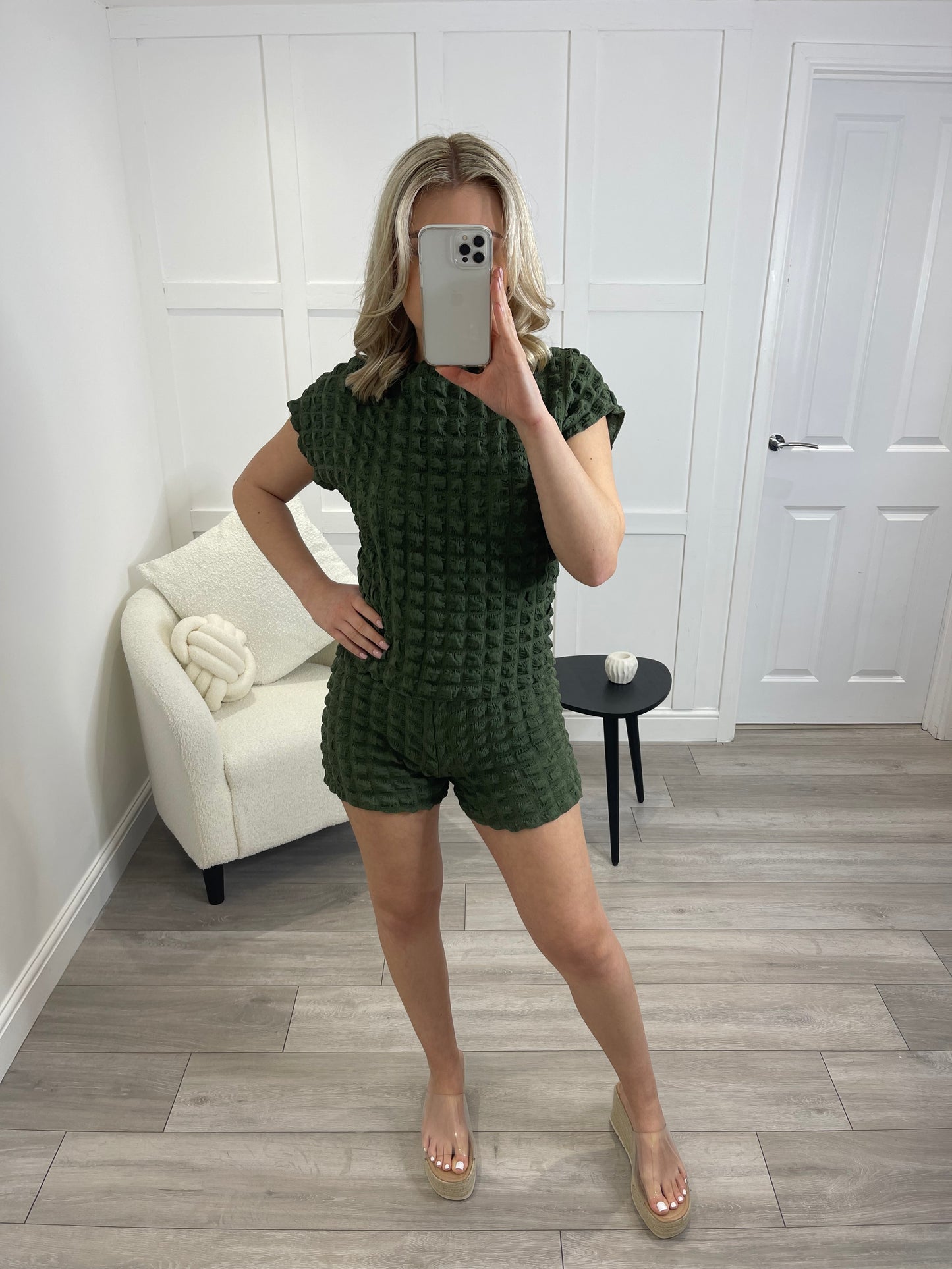 GIGI Khaki Bubble Textured Co Ord Set