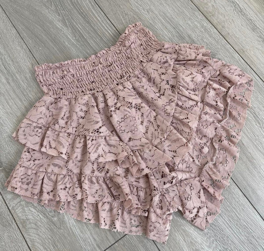 ZOEY Dusty Pink Lace Shorts