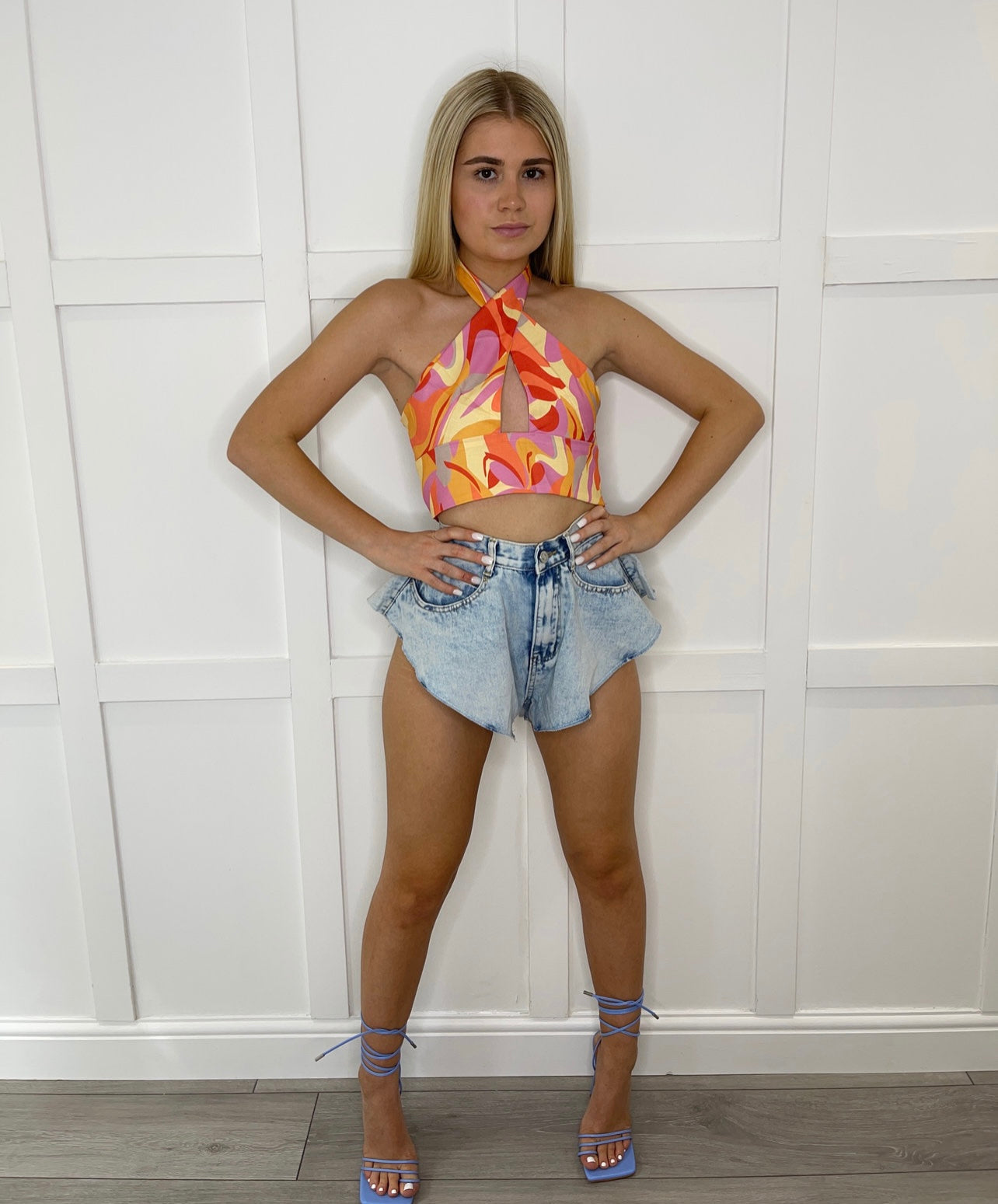 NICOLE Multiway Tie Abstract Top