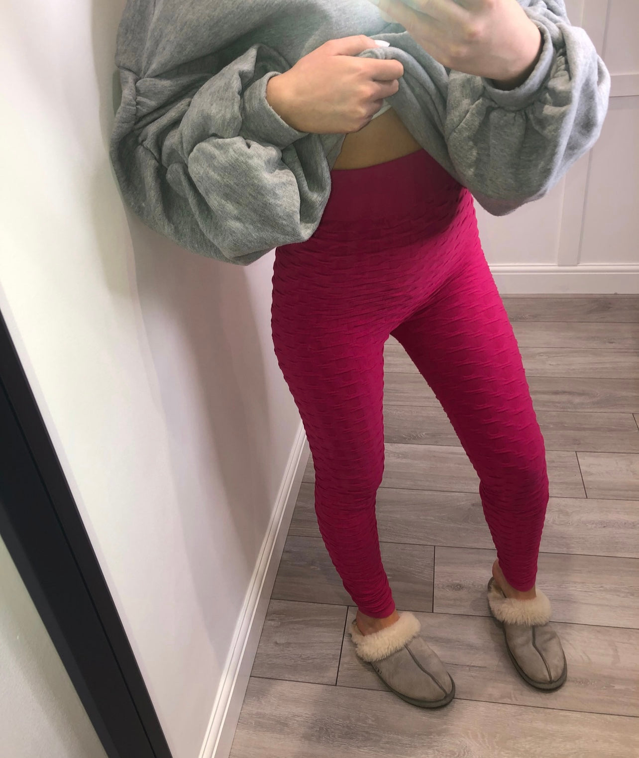 JOSIE Fuchsia Pink Textured Leggings