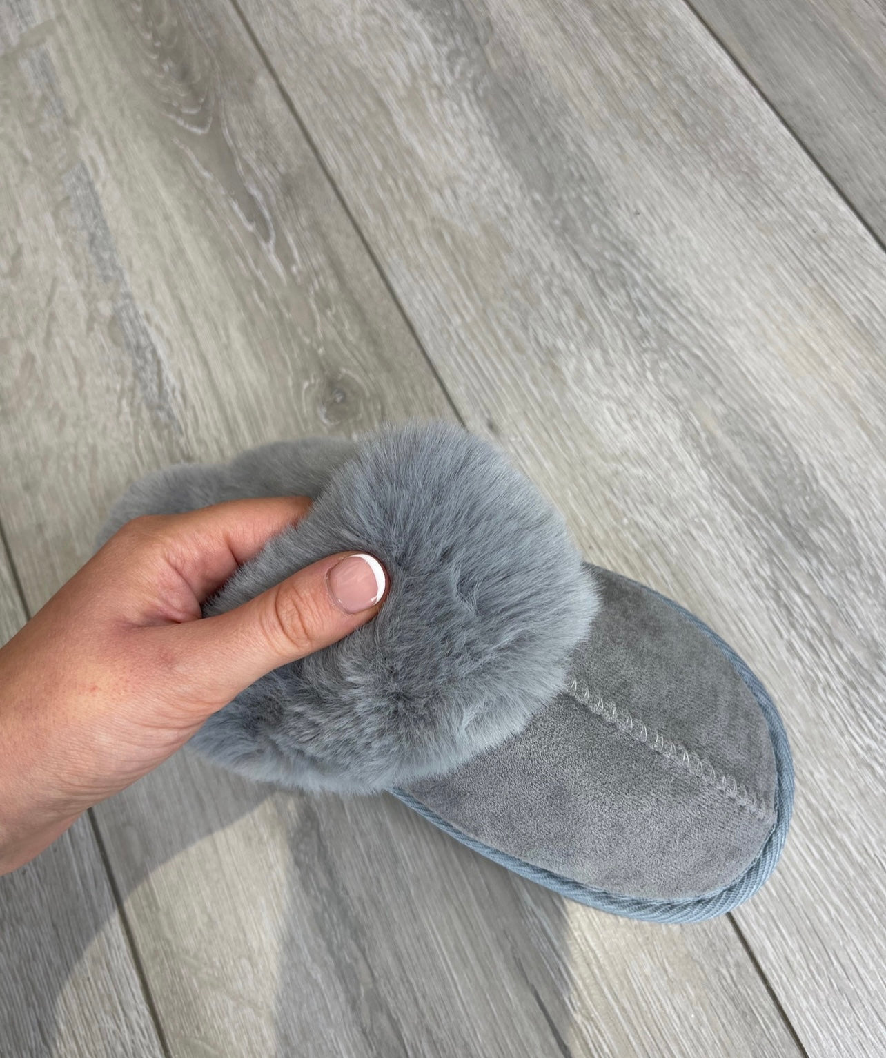 JODIE Grey Faux Fur Platforms