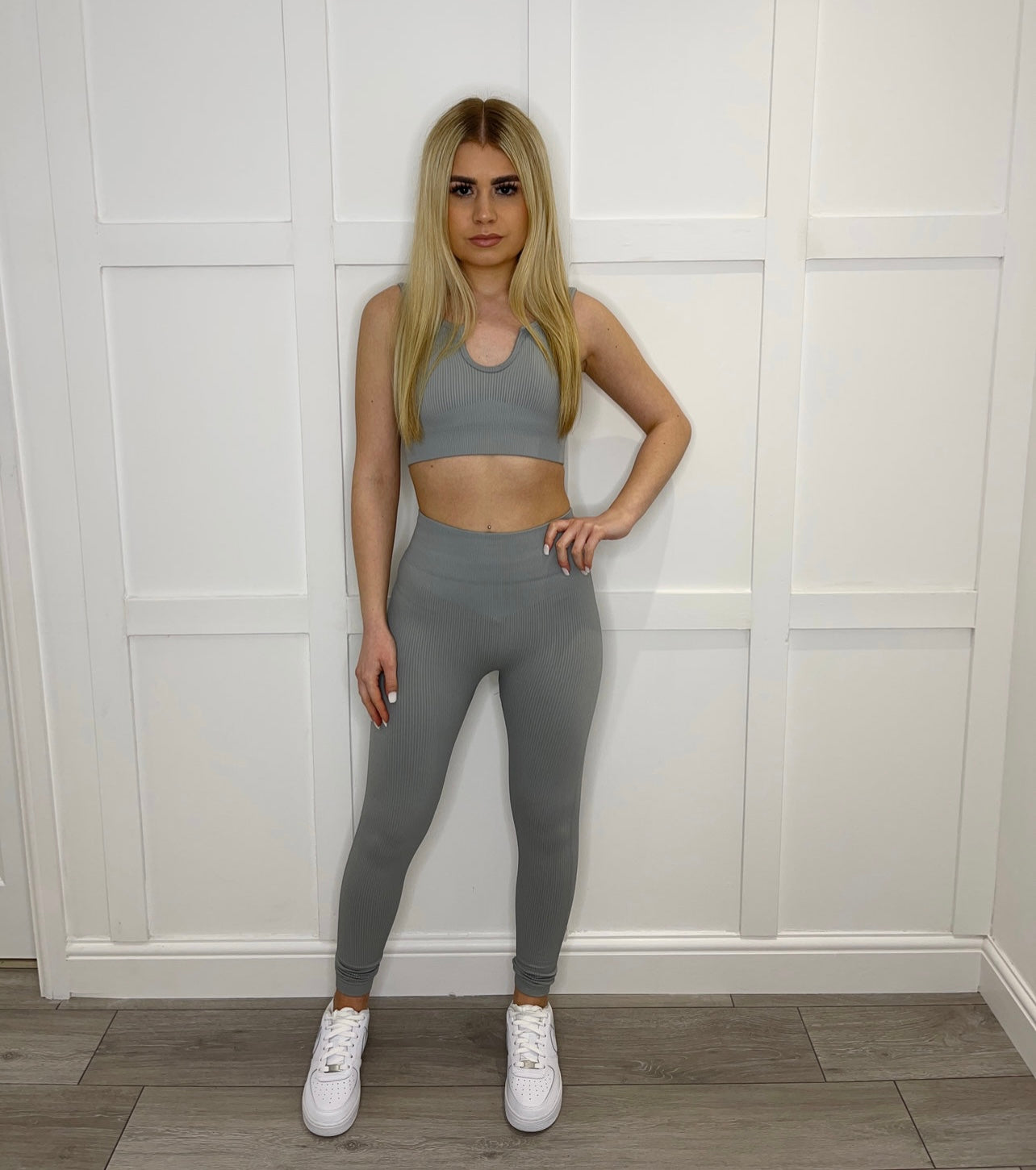 OLIVIA Grey Ribbed Leggings