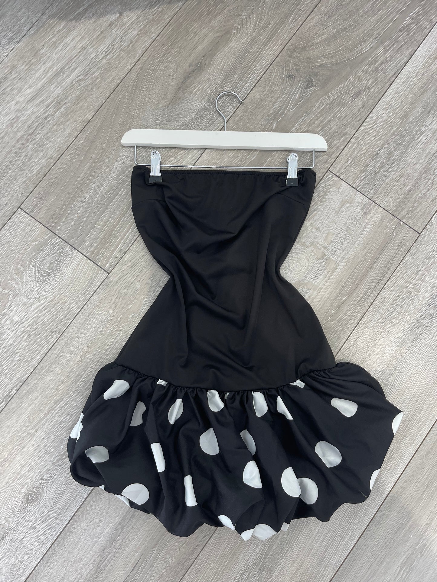 TRINITY Polka Dot Puff Ball Mini Dress