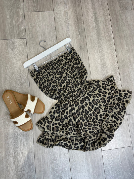 MIMI Leopard Print Ruffle Playsuit
