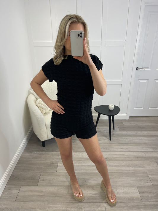 JANIE Black Bubble Textured Co Ord Set