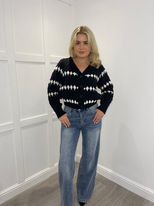 GEORGIA Black Cable Knit Cardigan