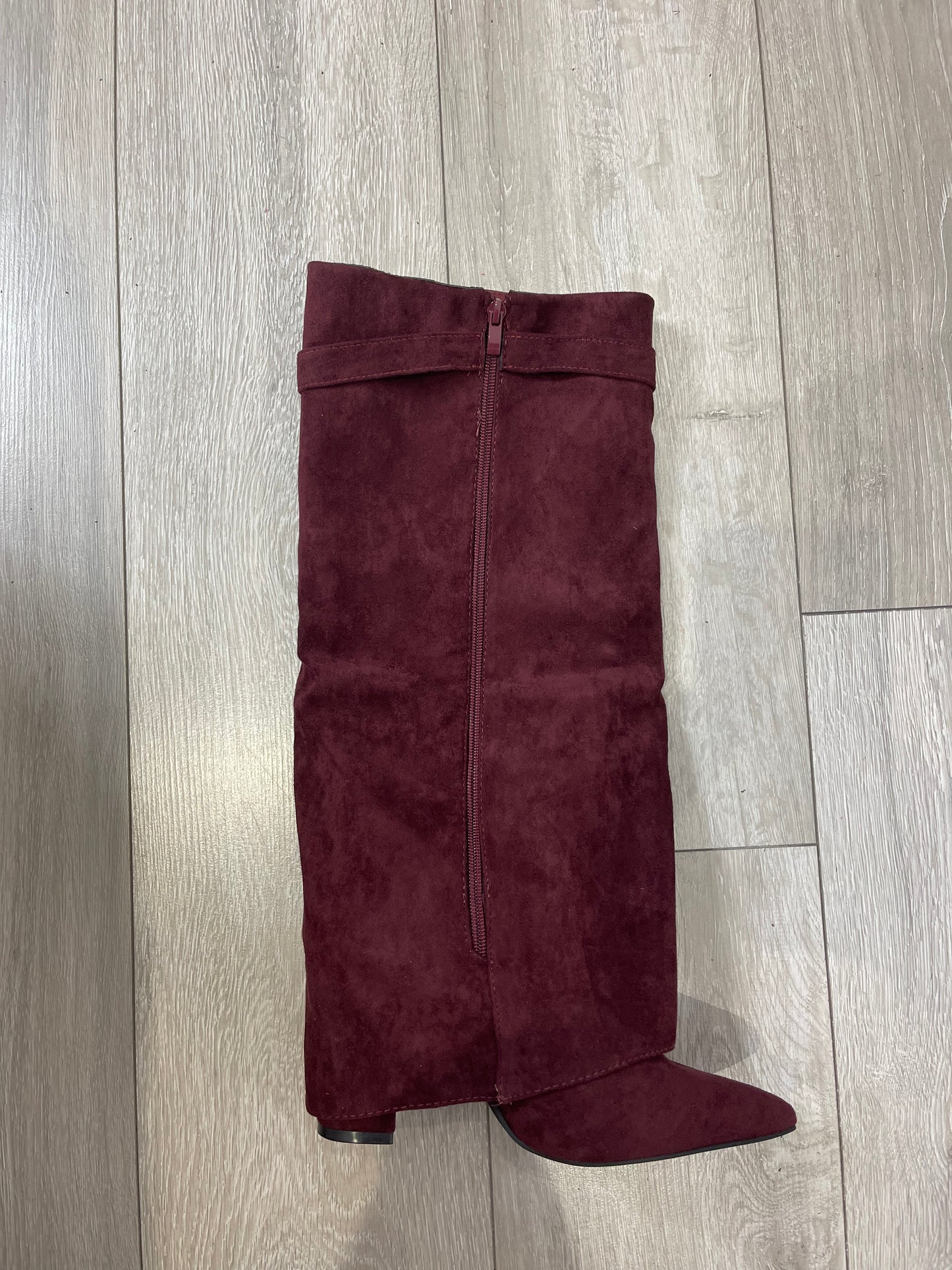MARNIE Wine Suede Lock Boots