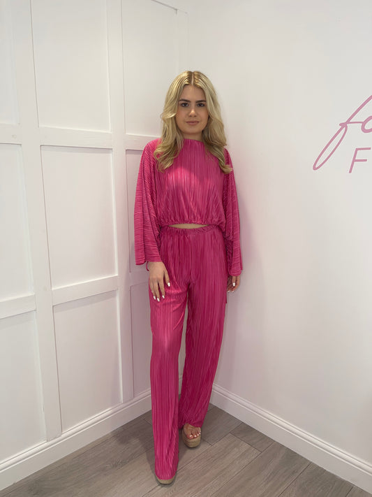 EVE Hot Pink Pleated Co Ord Set