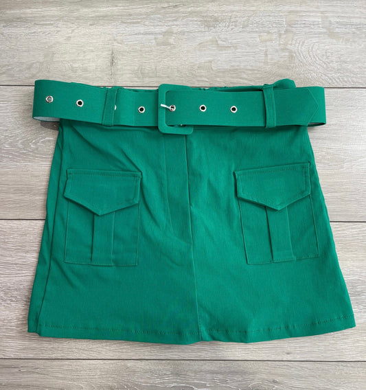 CHARLOTTE Green Belted Cargo Skort