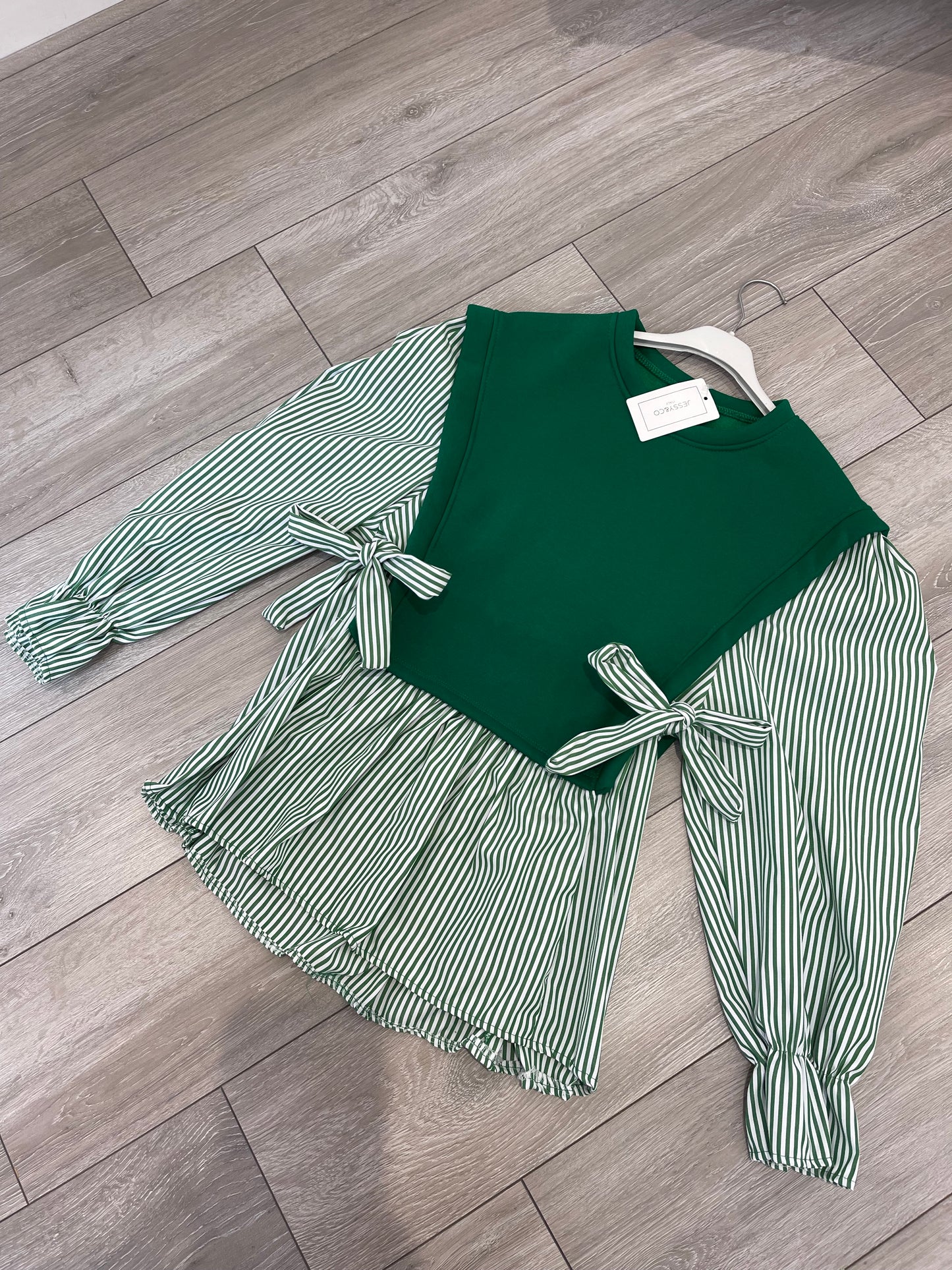 ABBY Green Striped Blouse