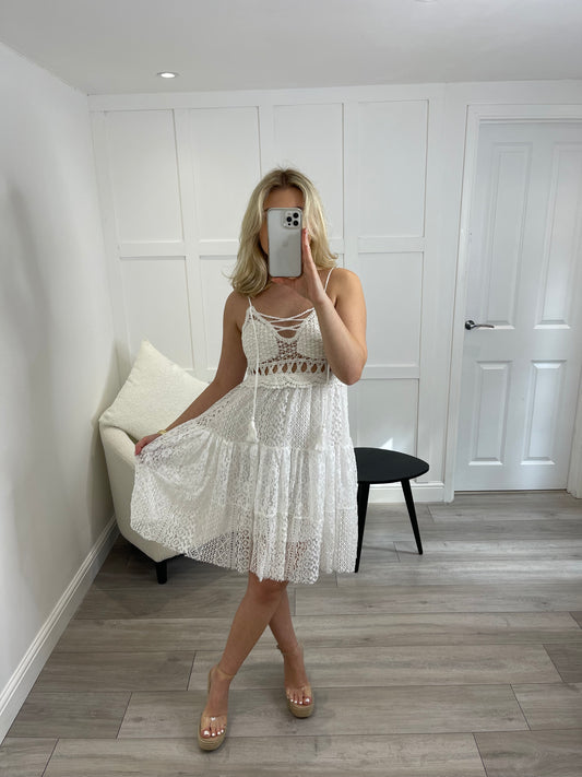 ALANA White Lace Resort Dress
