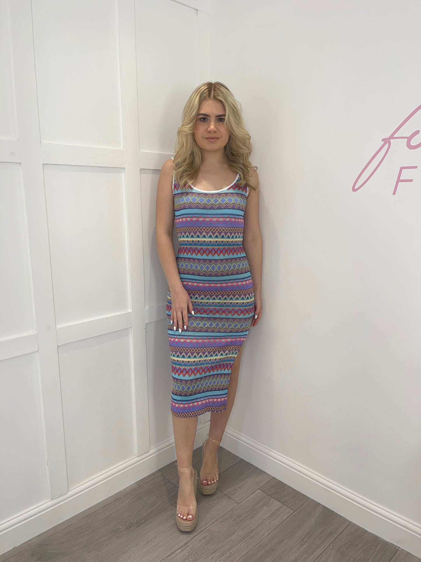 MISSY Blue Aztec Midaxi Dress