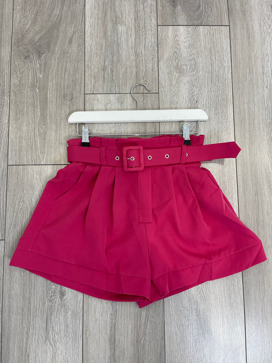 ABBY Pink Belted High Waisted Shorts